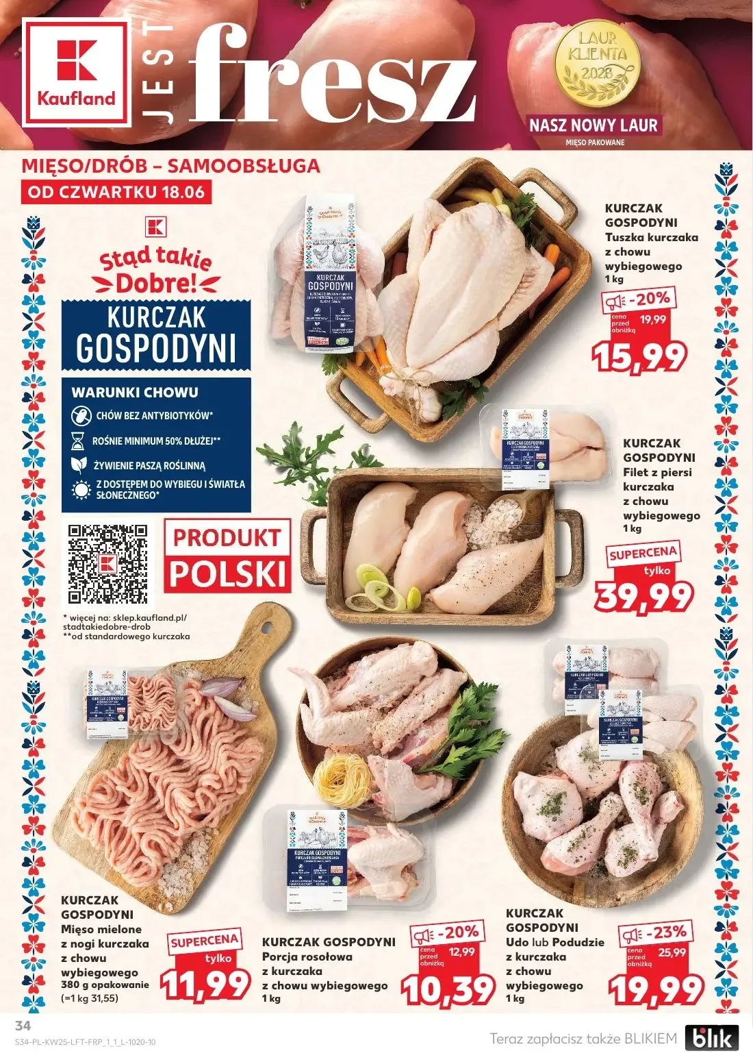 Kaufland gazetka, strona 34 z 70 — KURCZAK GOSPODYNI Udo lub Podudzie z kurczaka z chowu wybiegowego, KURCZAK GOSPODYNI Tusz…