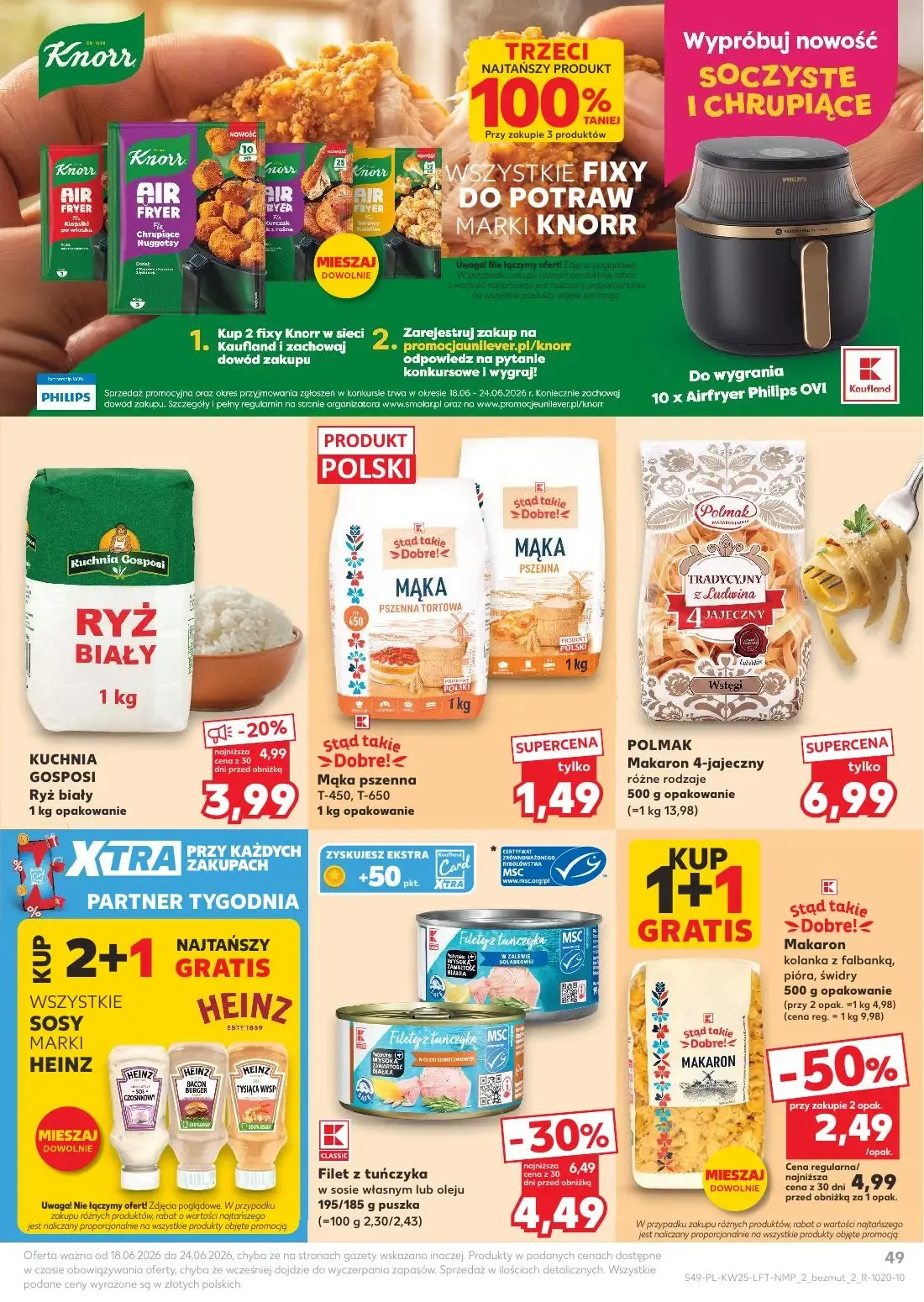 Kaufland gazetka, strona 49 z 70 — Makaron kolanka z falbanką, pióra, świdry, Filet z tuńczyka w sosie własnym lub oleju, Ry…