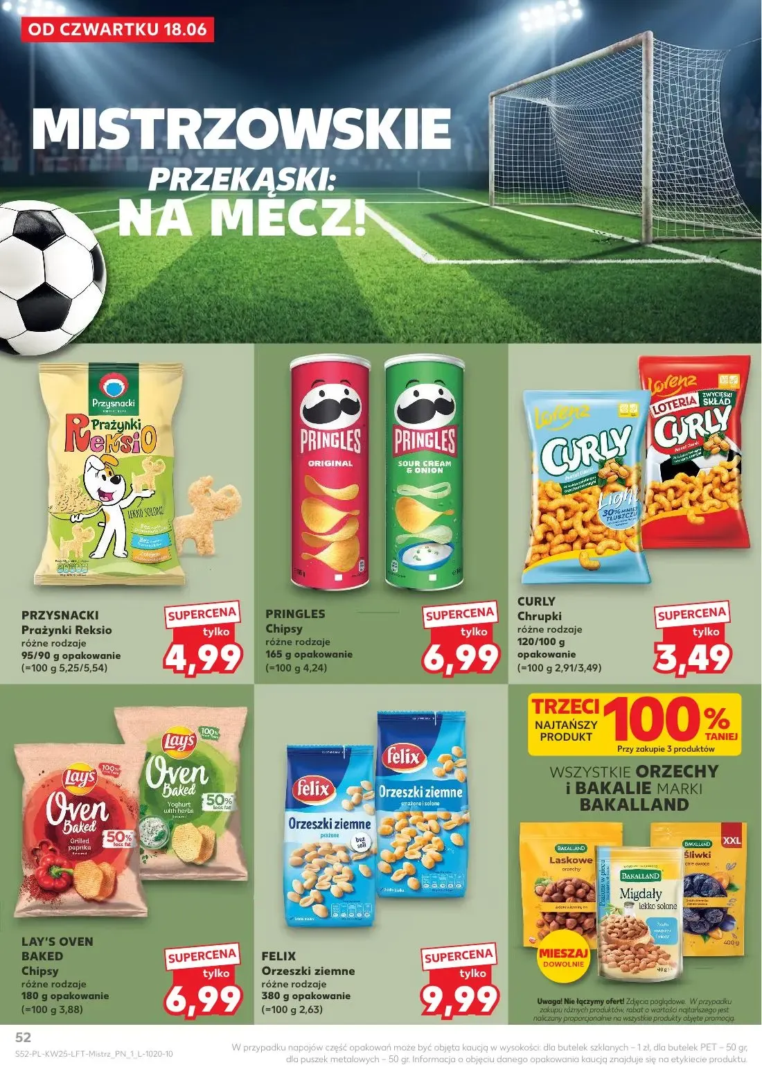 Kaufland gazetka, strona 52 z 70 — PRZYSNACKI Prażynki Reksio, PRINGLES Chipsy, CURLY Chrupki