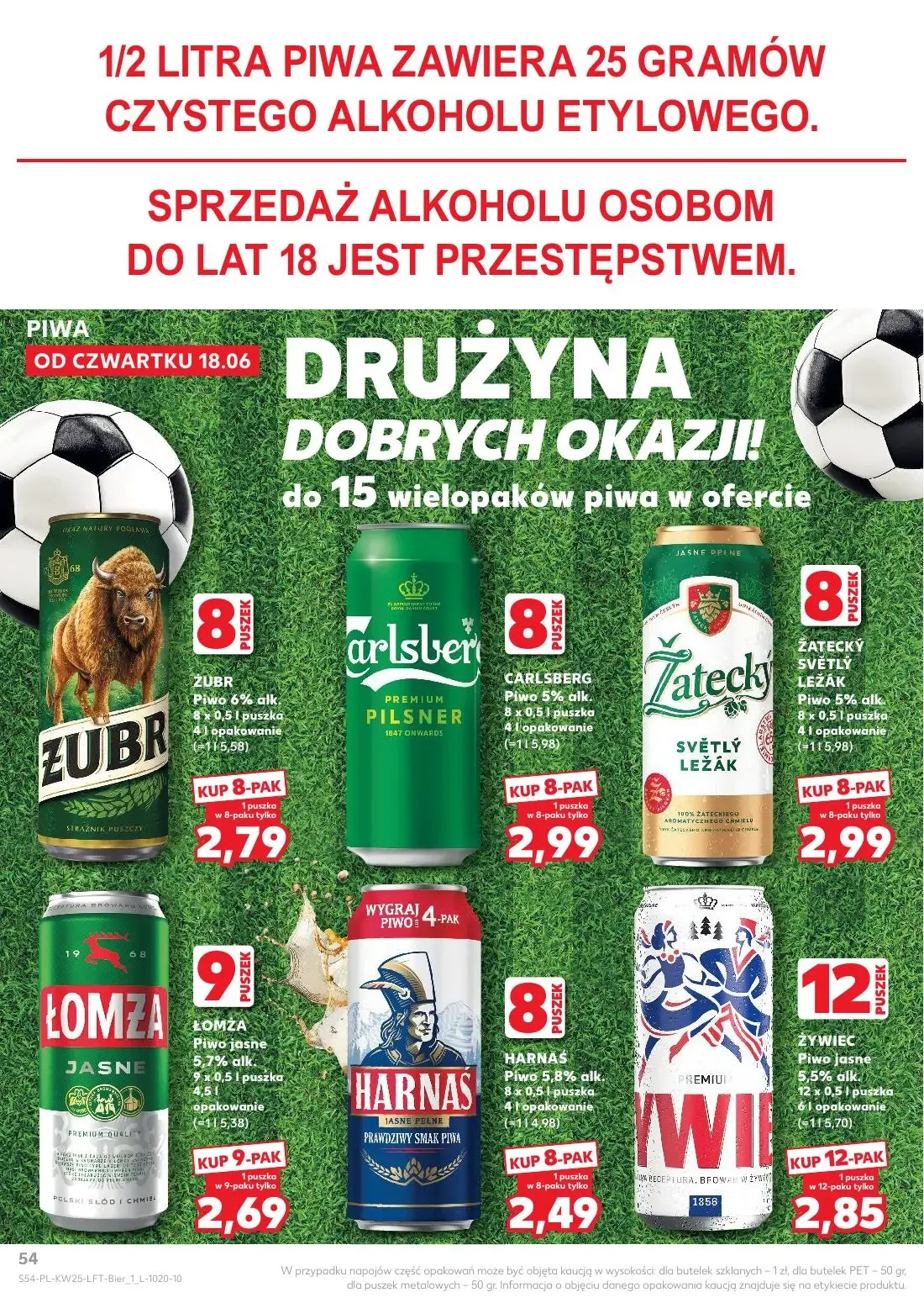 Kaufland gazetka, strona 54 z 70 — ZUBR Piwo, CARLSBERG Piwo, ŽATECKÝ SVĚTLÝ LEŽÁK Piwo