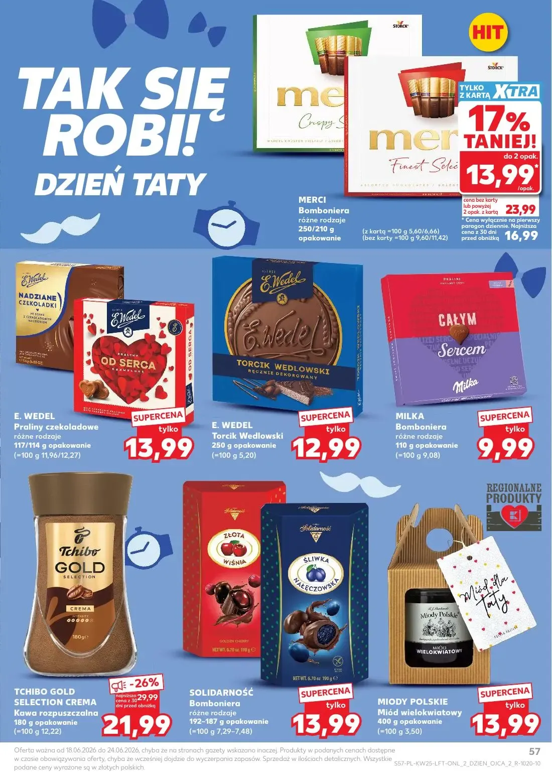 Kaufland gazetka, strona 57 z 70 — MERCI Bomboniera, TCHIBO GOLD SELECTION CREMA Kawa rozpuszczalna, E. WEDEL Praliny czekol…