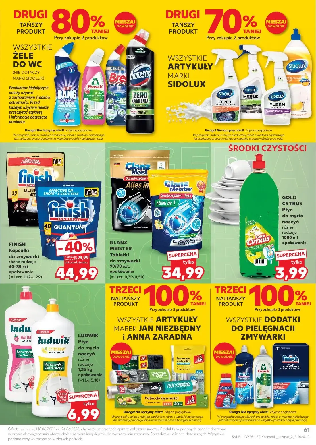 Kaufland gazetka, strona 61 z 70 — FINISH Kapsułki do zmywarki, GLANZ MEISTER Tabletki do zmywarki, GOLD CYTRUS Płyn do myci…