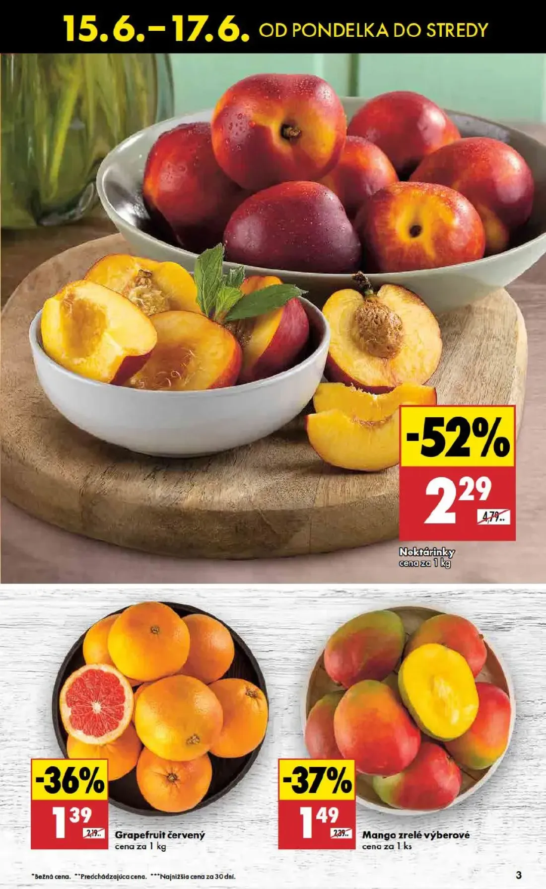 Biedronka leták, strana 3 z 9 — Nektarinky, Mango zrelé výberové, Grapefruit červený