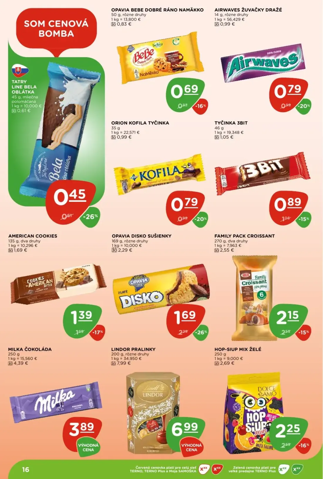Terno leták, strana 16 z 28 — OPAVIA DISKO SUŠIENKY, MILKA ČOKOLÁDA