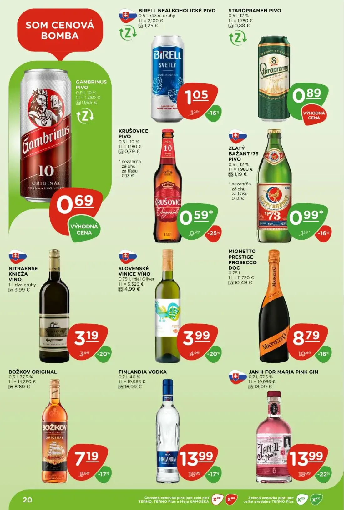 Terno leták, strana 20 z 28 — SLOVENSKÉ VINICE VÍNO, NITRAENSE KNIEŽA VÍNO, KRUŠOVICE PIVO