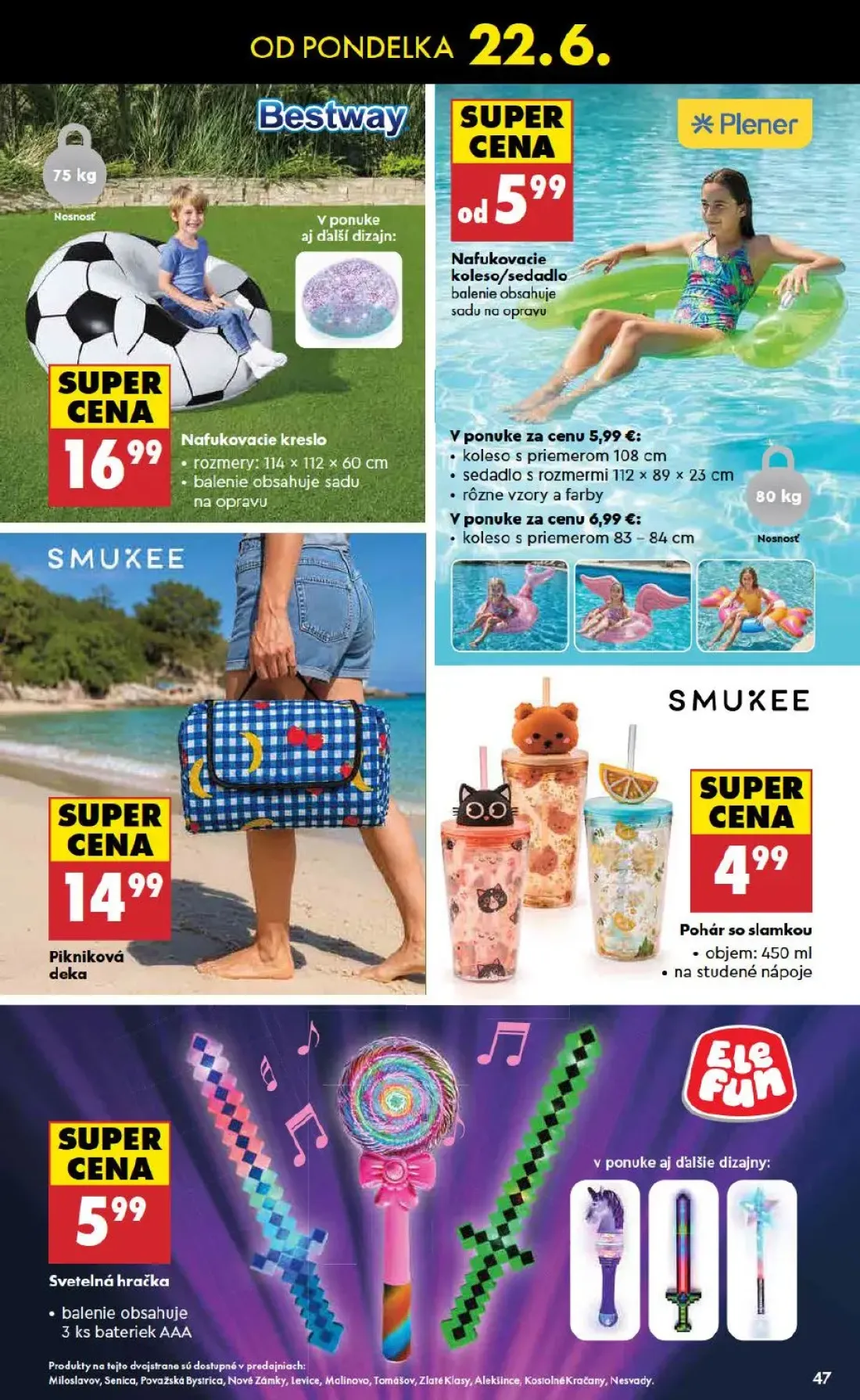 Biedronka leták, strana 47 z 48 — Nafukovacie kreslo, Nafukovacie koleso/sedadlo, sedadlo
