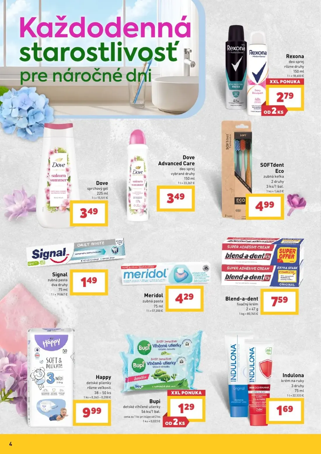 Billa leták, strana 4 z 6 — Rexona deo sprej, Dove sprchový gél, Dove Advanced Care deo sprej