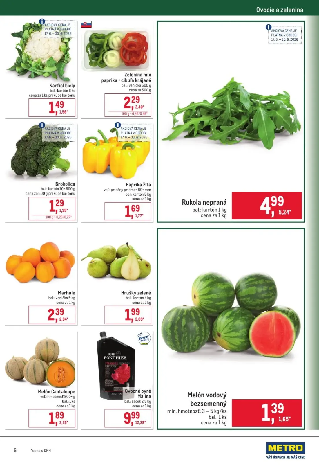 Metro leták, strana 5 z 32 — Ovocné pyré Malina, Marhule, Melón Cantaloupe