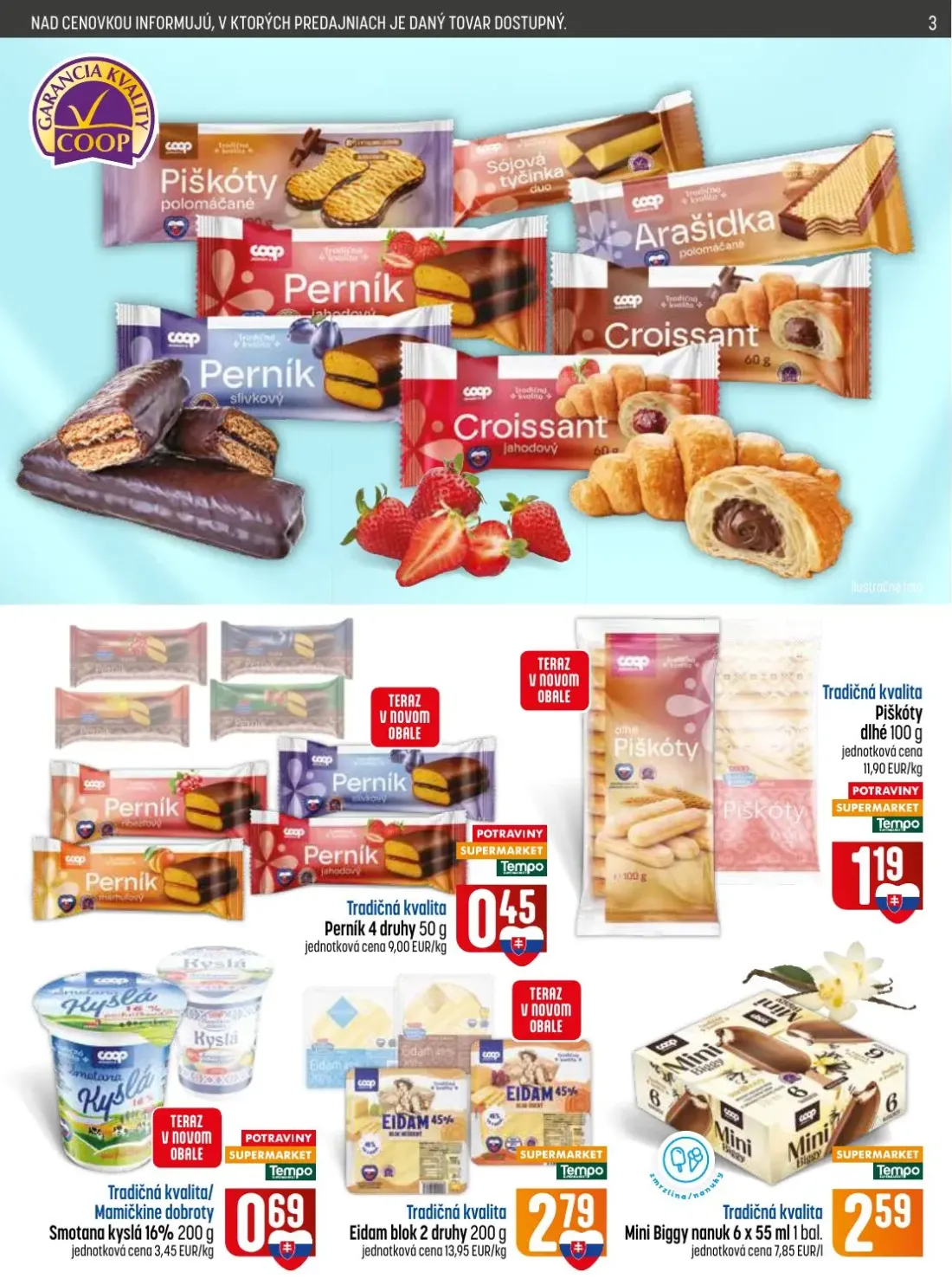 Coop Jednota leták, strana 3 z 32 — Perník 4 druhy, Piškóty dlhé
