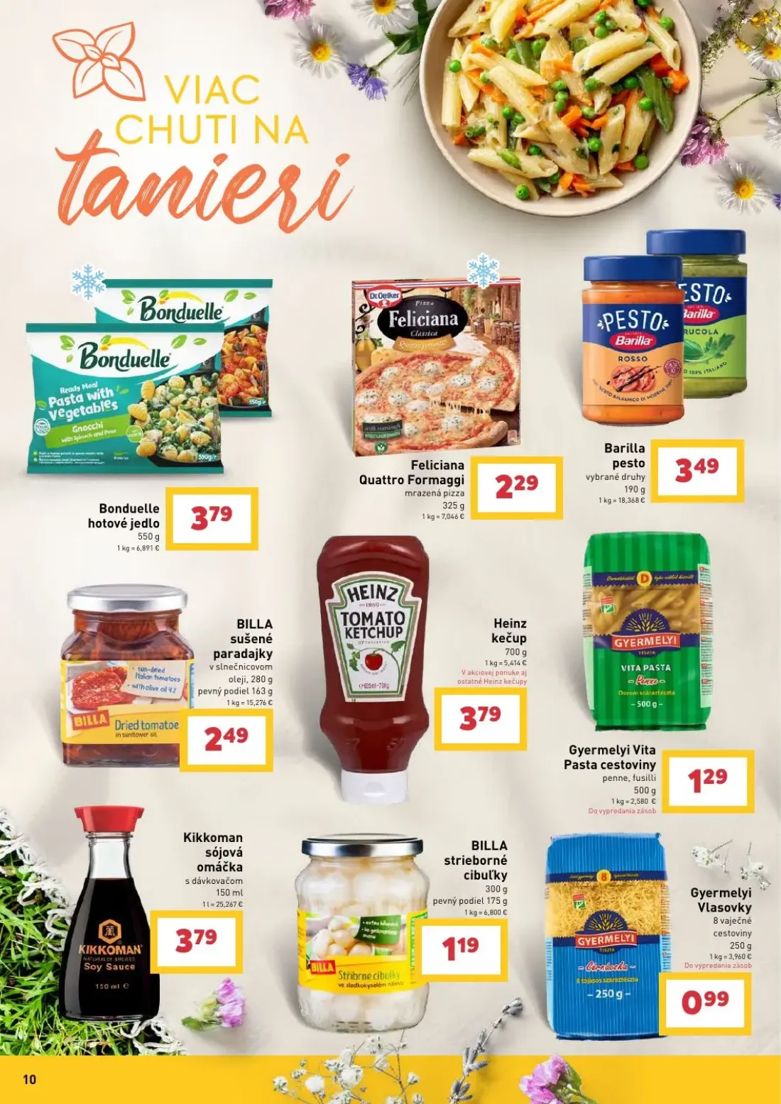 Billa leták, strana 10 z 30 — Bonduelle hotové jedlo, Feliciana Quattro Formaggi mrazená pizza, Barilla pesto vybrané druhy