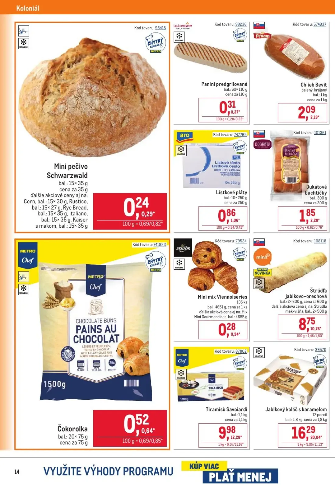 Metro leták, strana 14 z 32 — Jablkový koláč s karamelom, Tiramisù Savoiardi, Štrúdľa jablkovo-orechová