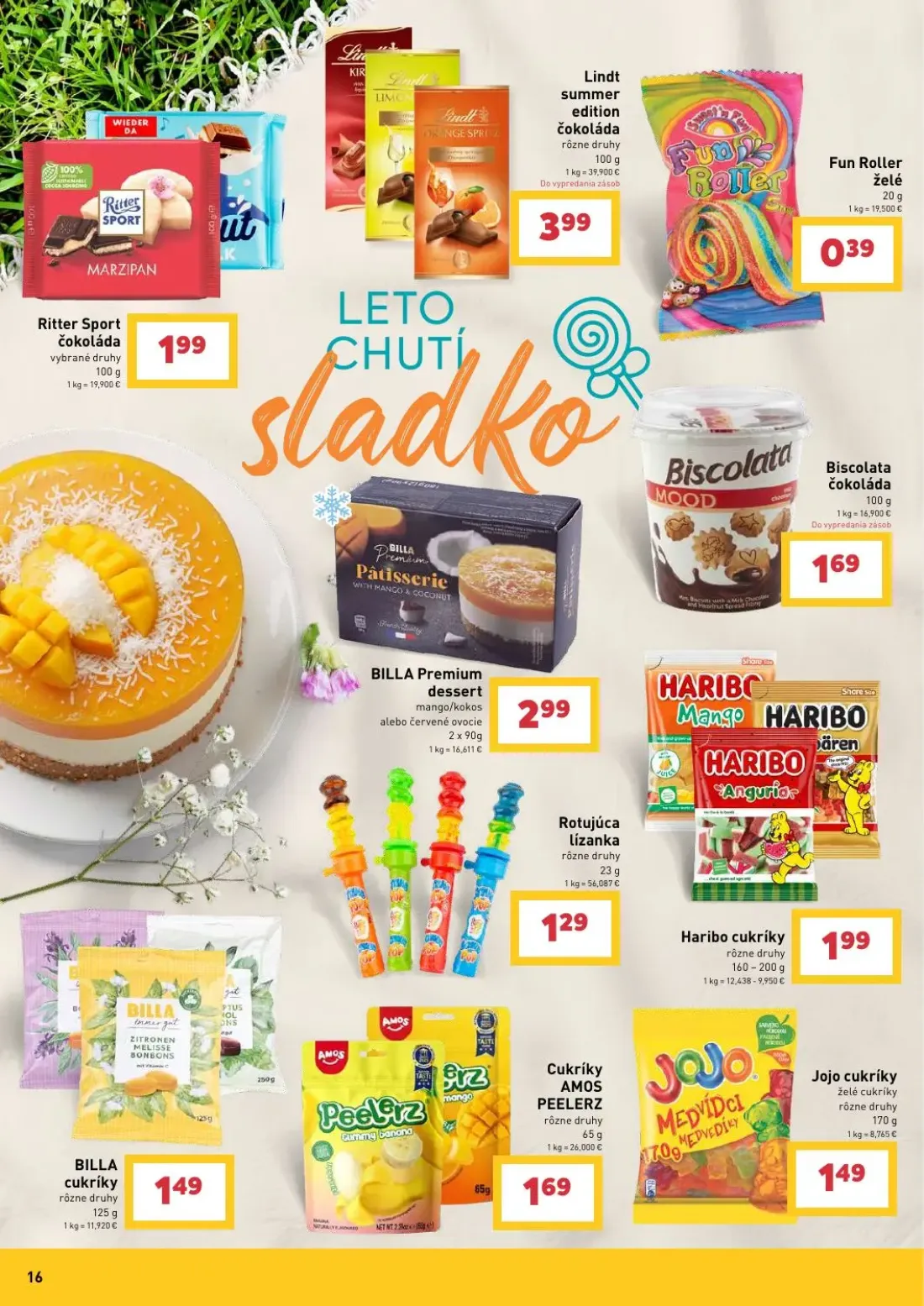 Billa leták, strana 16 z 30 — Ritter Sport čokoláda, Lindt summer edition čokoláda, Biscolata čokoláda
