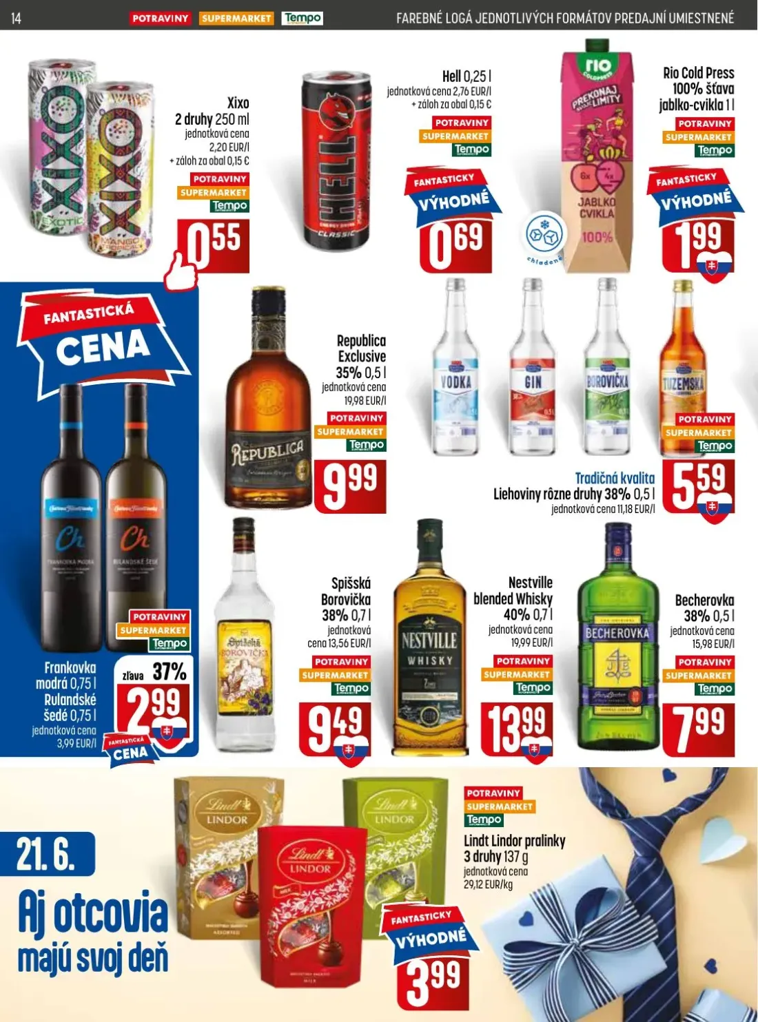 Coop Jednota leták, strana 14 z 32 — Xixo, Hell, Lindt Lindor pralinky