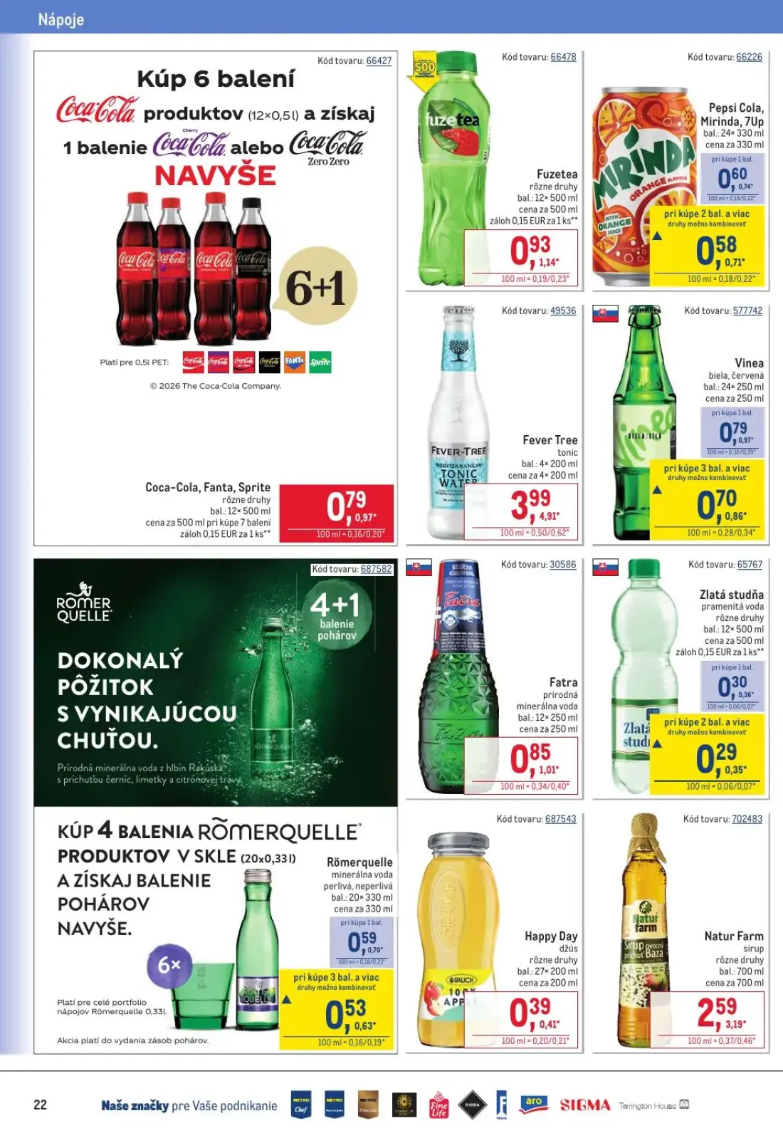 Metro leták, strana 22 z 32 — Fever Tree tonic, Natur Farm sirup, Vinea biela, červená
