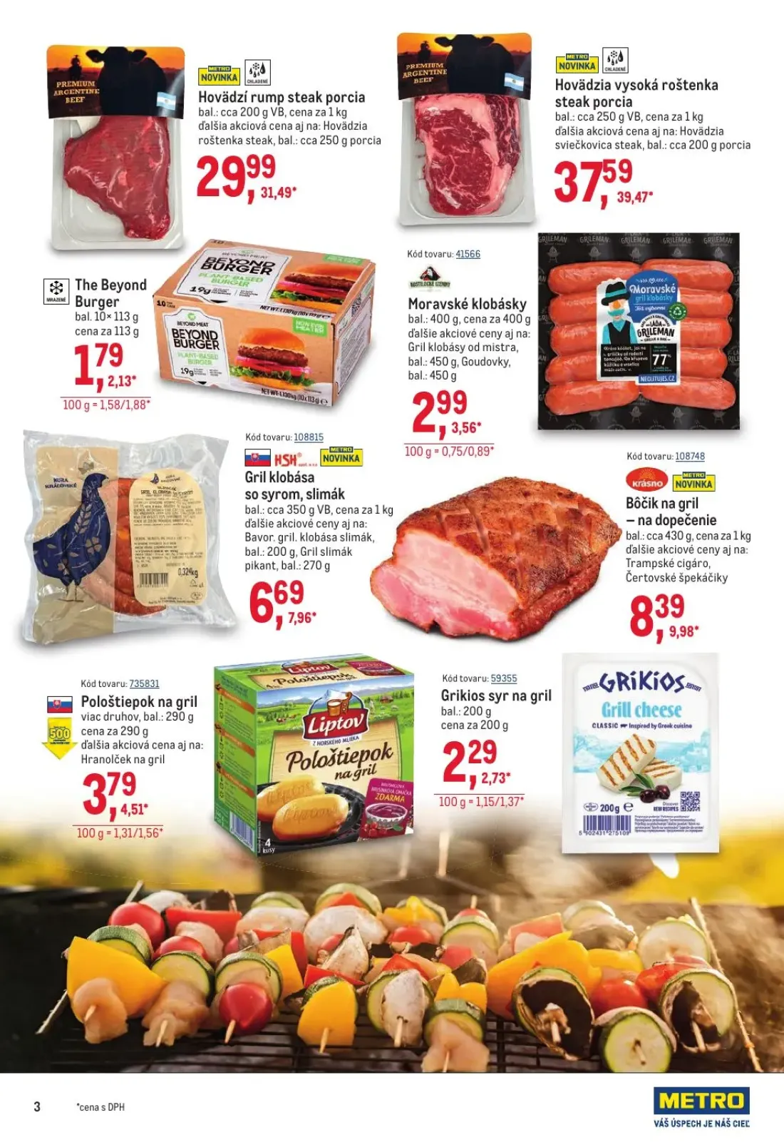 Metro leták, strana 3 z 40 — Bôčik na gril, Hovädzí rump steak porcia