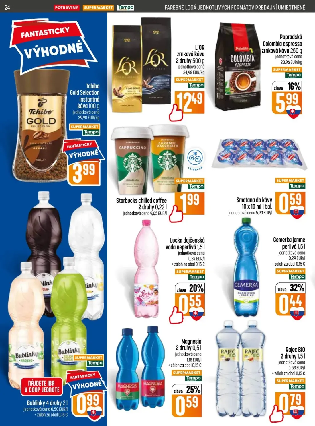 Coop Jednota leták, strana 24 z 32 — Lucka dojčenská voda neperlivá, Gemerka jemne perlivá, Magnesia