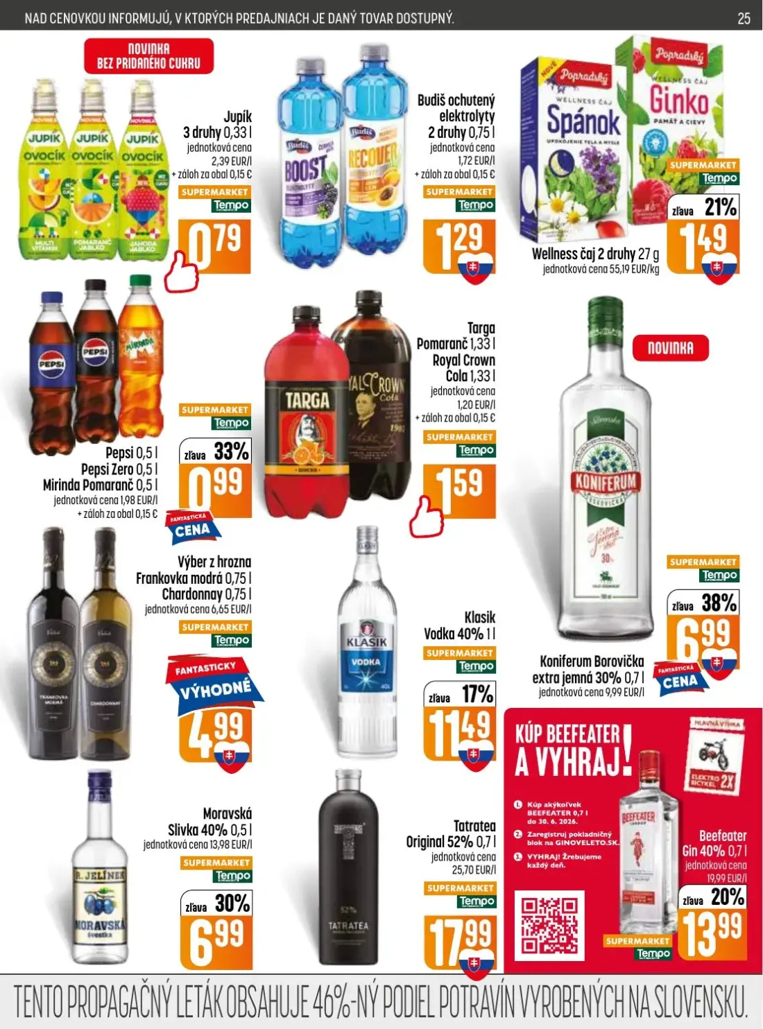 Coop Jednota leták, strana 25 z 32 — Pepsi, Jupík, Budiš ochutený elektrolyty