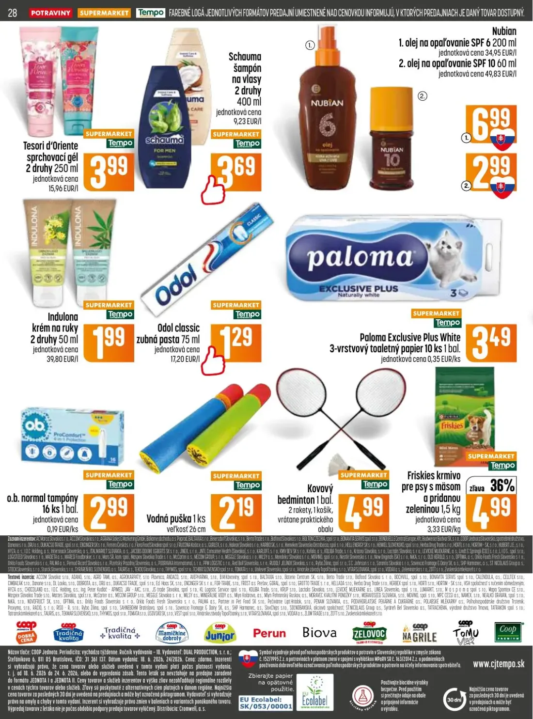 Coop Jednota leták, strana 28 z 32 — Paloma Exclusive Plus White 3-vrstvový toaletný papier