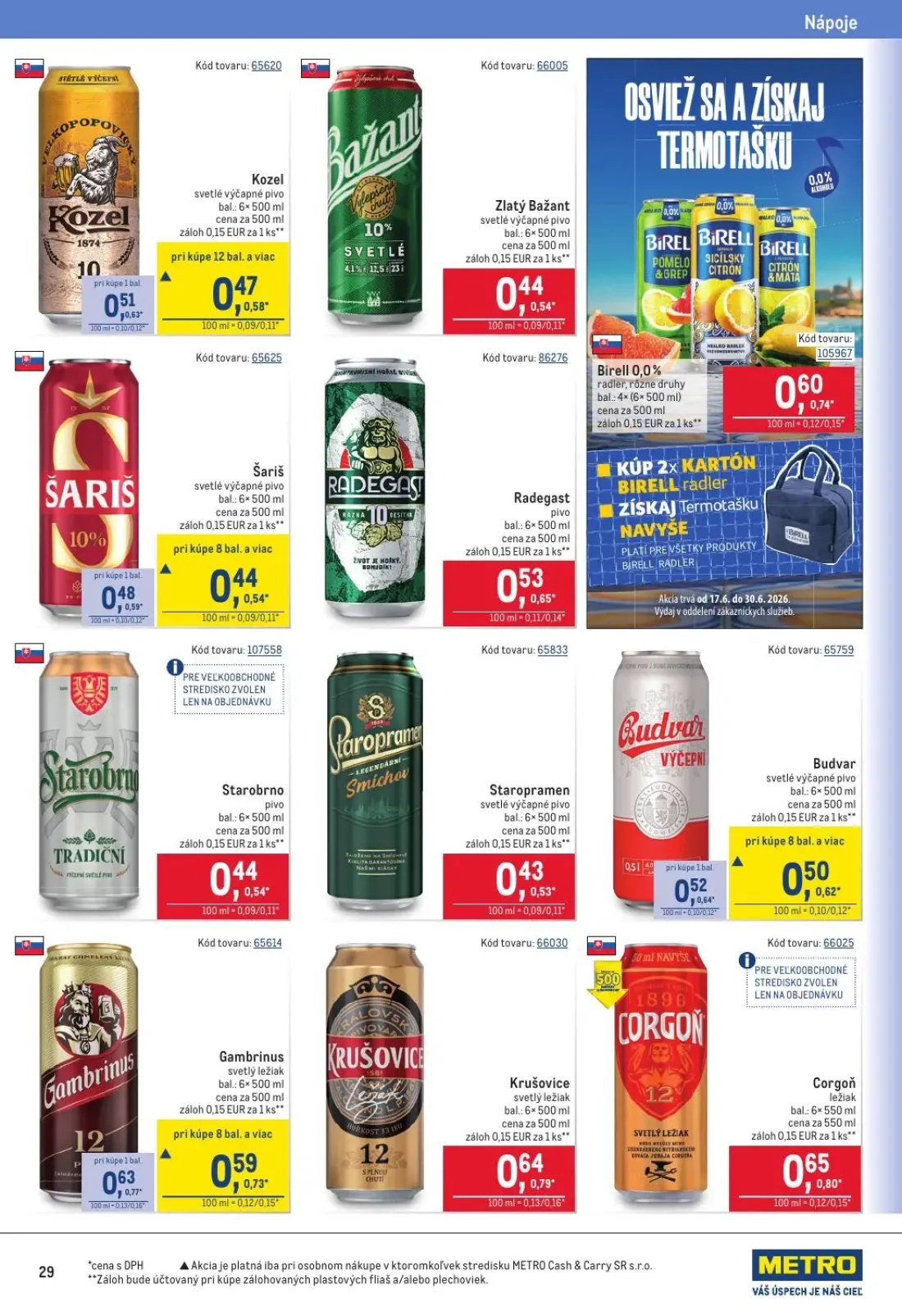 Metro leták, strana 29 z 40 — Gambrinus, Kozel, Šariš