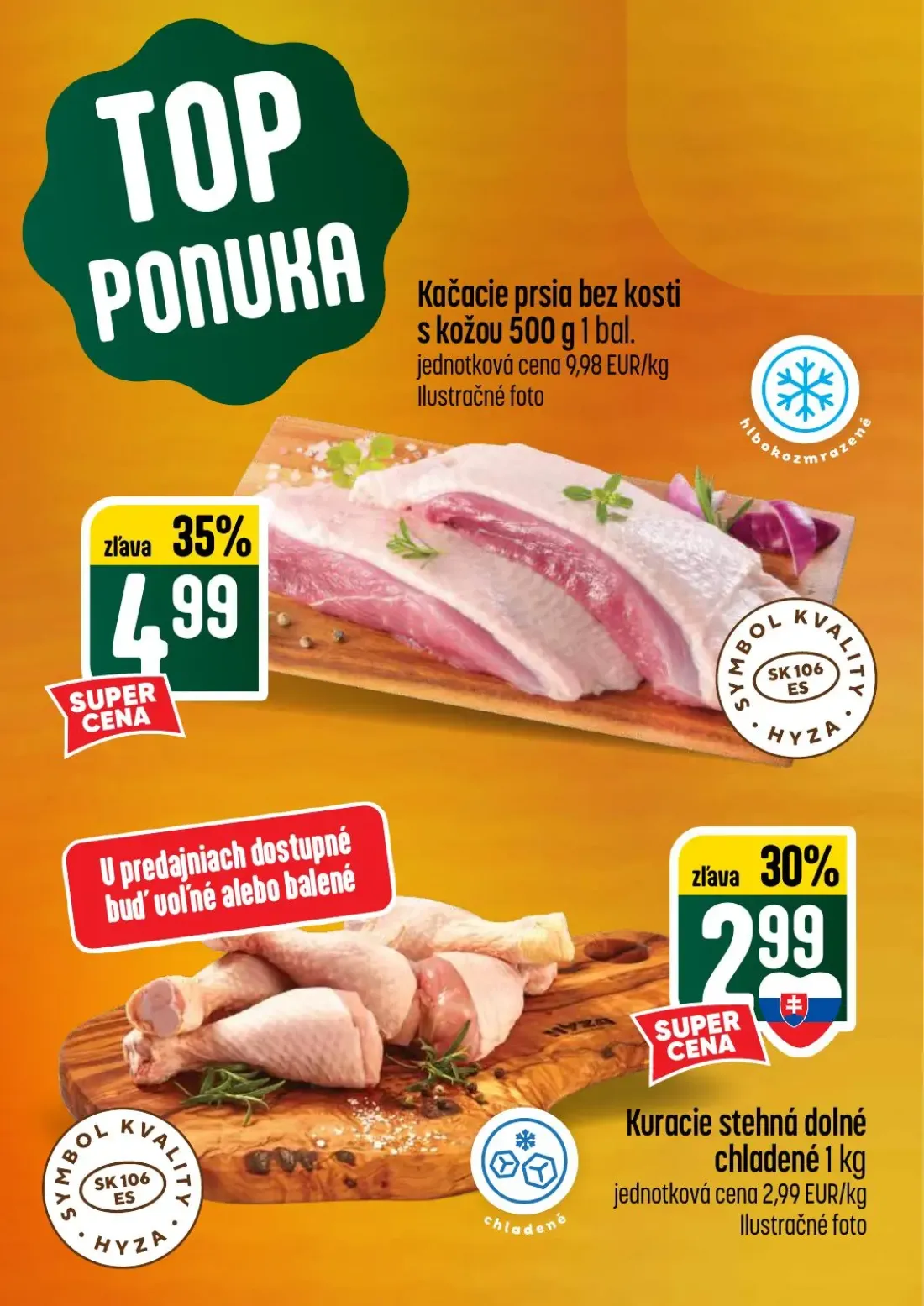 Coop Tempo leták, strana 4 z 64 — Kačacie prsia bez kosti s kožou, Kuracie stehná dolné