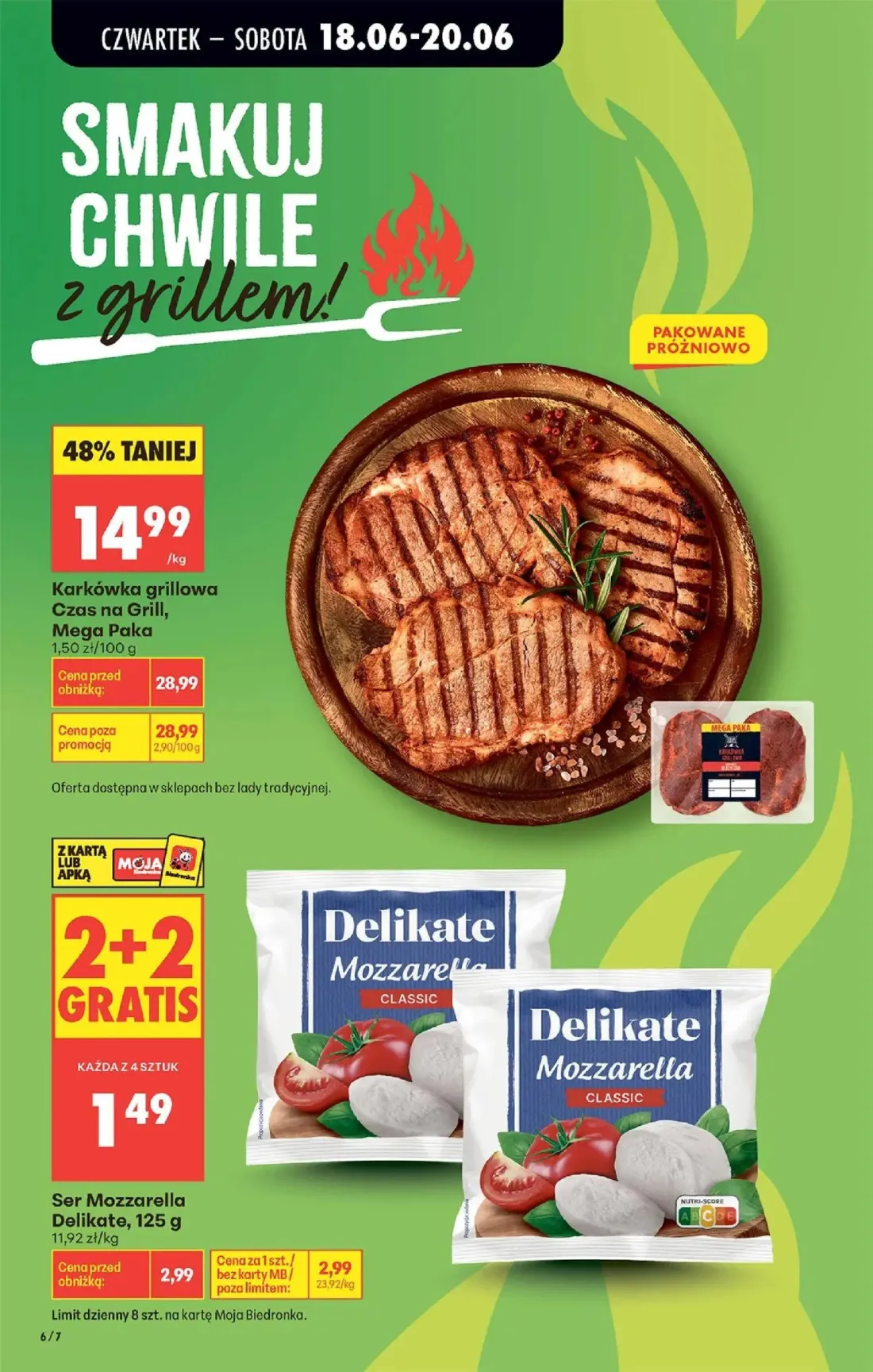 Biedronka gazetka, strona 8 z 87 — Karkówka grillowa Czas na Grill, Mega Paka, Ser Mozzarella Delikate