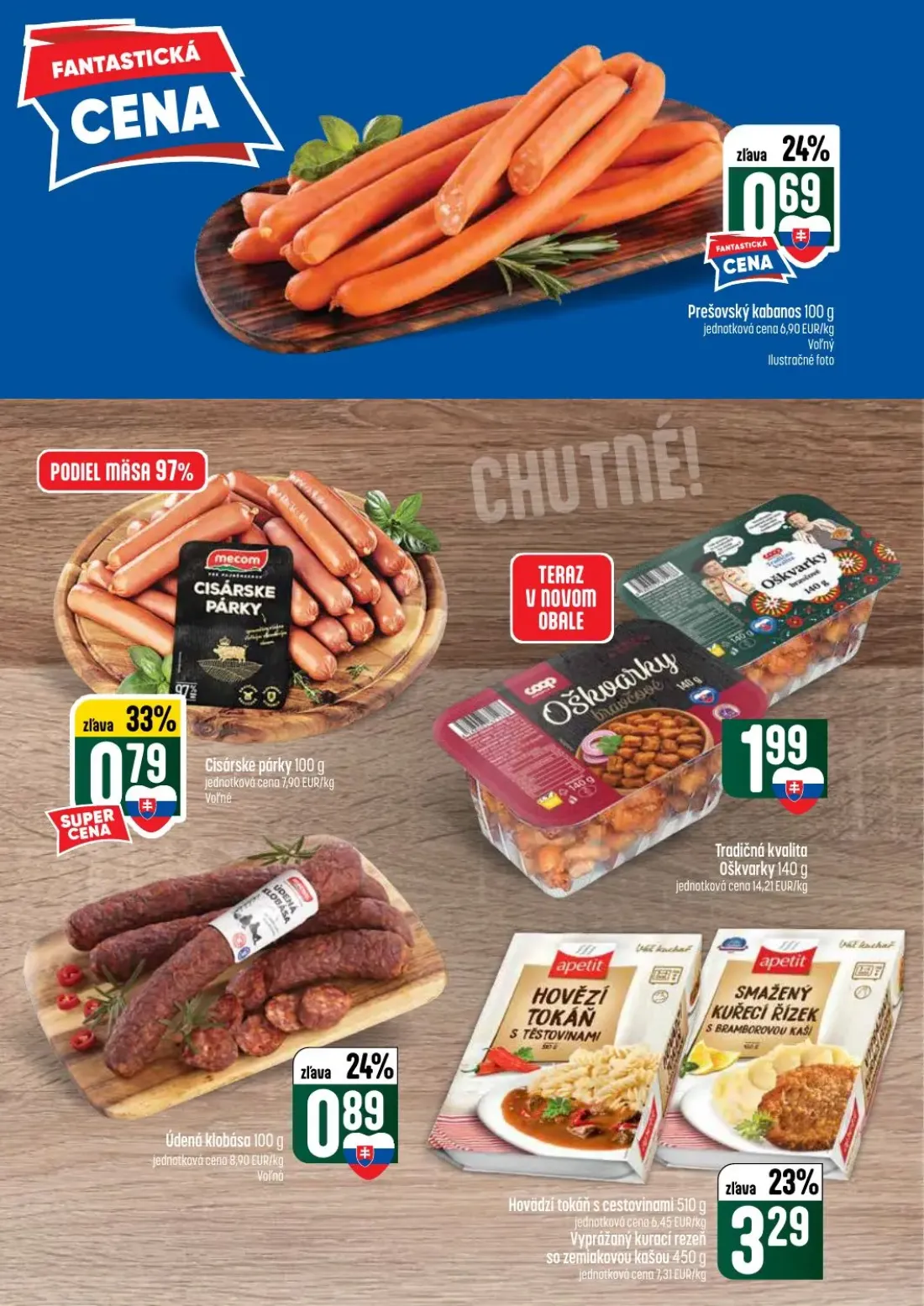 Coop Tempo leták, strana 17 z 64 — Prešovský kabanos, Cisárske párky, Oškvarky
