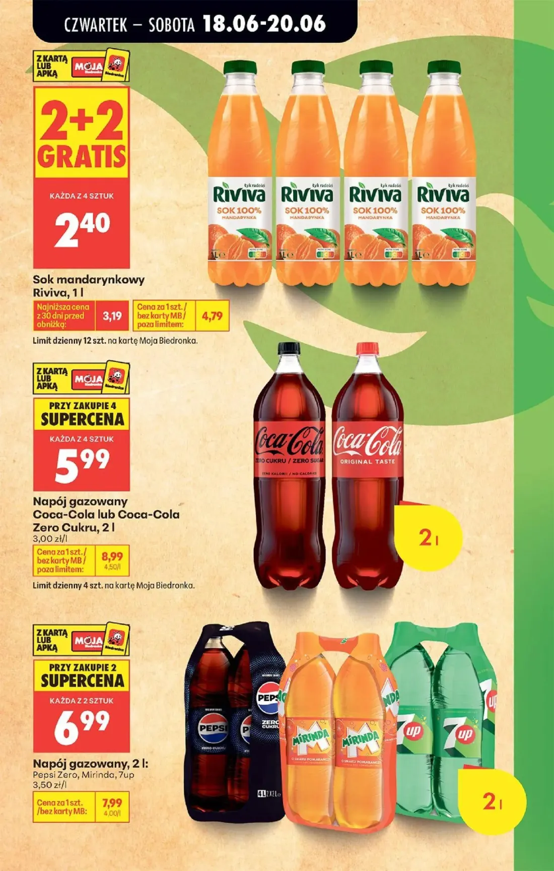 Biedronka gazetka, strona 11 z 87 — Napój gazowany Coca-Cola lub Coca-Cola Zero Cukru, Sok mandarynkowy Riviva, Napój gazowa…