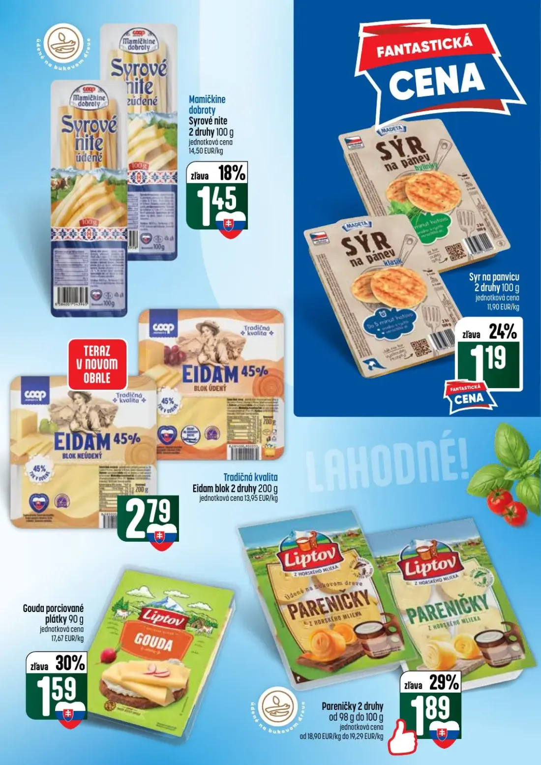 Coop Tempo leták, strana 23 z 64 — Mamičkine dobroty Syrové nite, Syr na panvicu, Tradičná kvalita Eidam blok