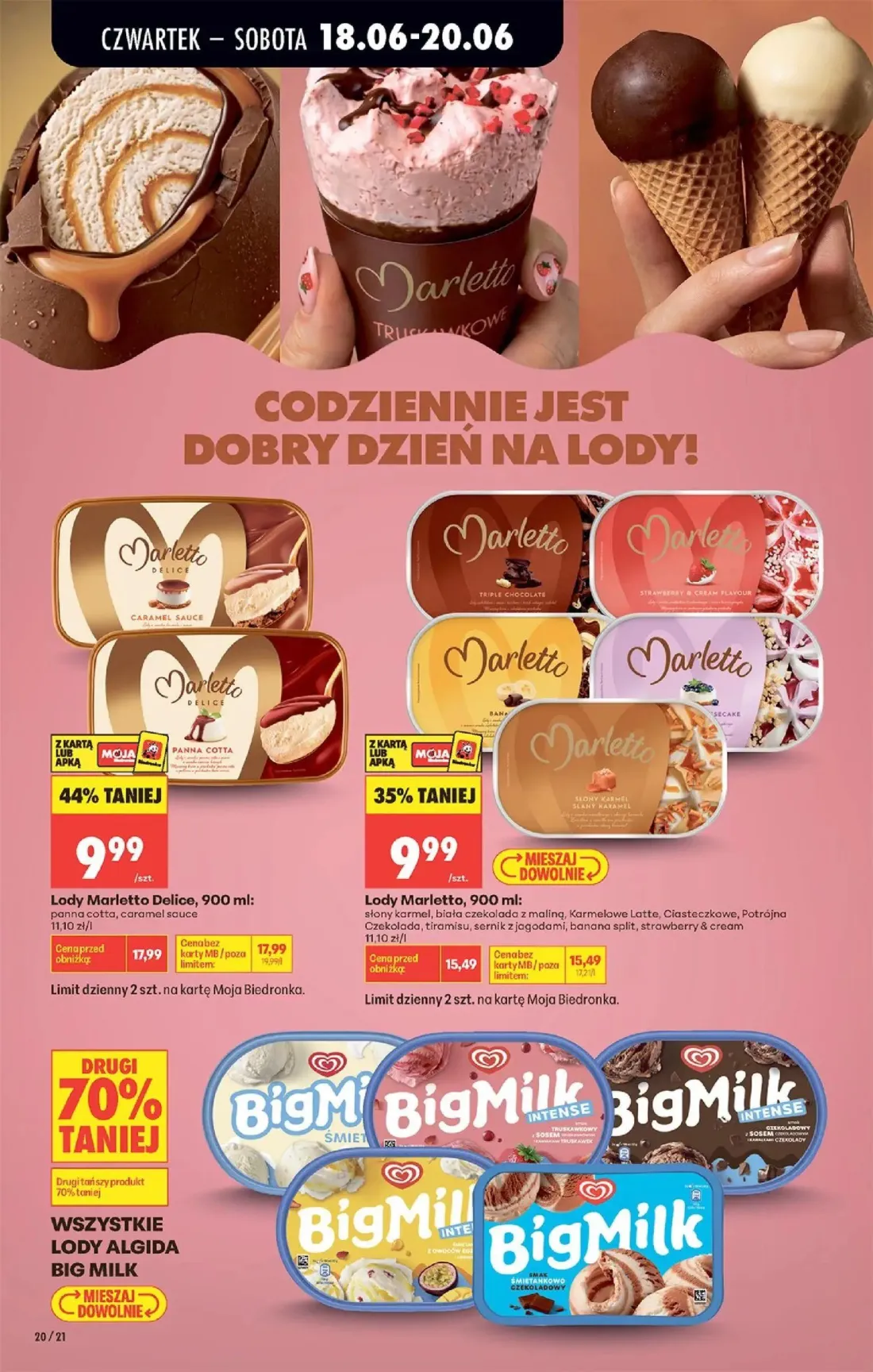Biedronka gazetka, strona 22 z 87 — Lody Marletto Delice, Lody Marletto