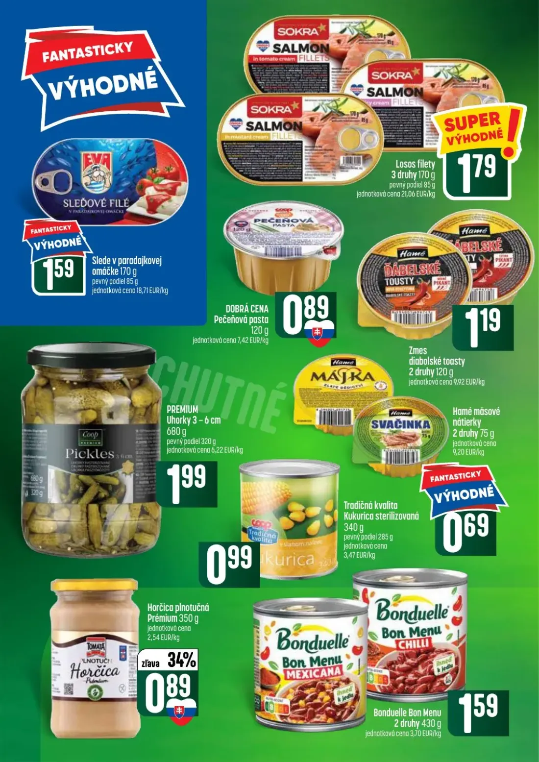 Coop Tempo leták, strana 34 z 64 — Slede v paradajkovej omáčke, Losos filety, Pečeňová pasta