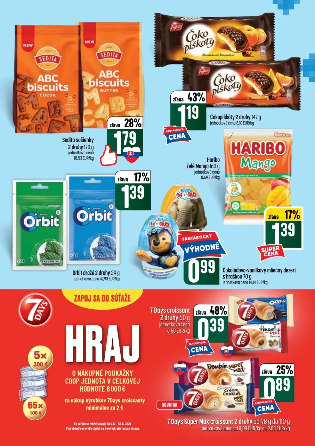 Coop Tempo leták, strana 42 z 64 — Čokopiškóty, Sedita sušienky, 7 Days croissant