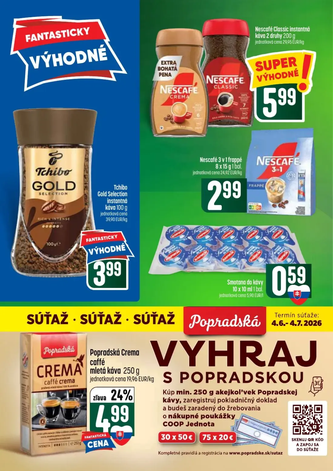 Coop Tempo leták, strana 44 z 64 — Nescafé Classic instantná káva, Tchibo Gold Selection instantná káva, Nescafé 3 v 1 frappé