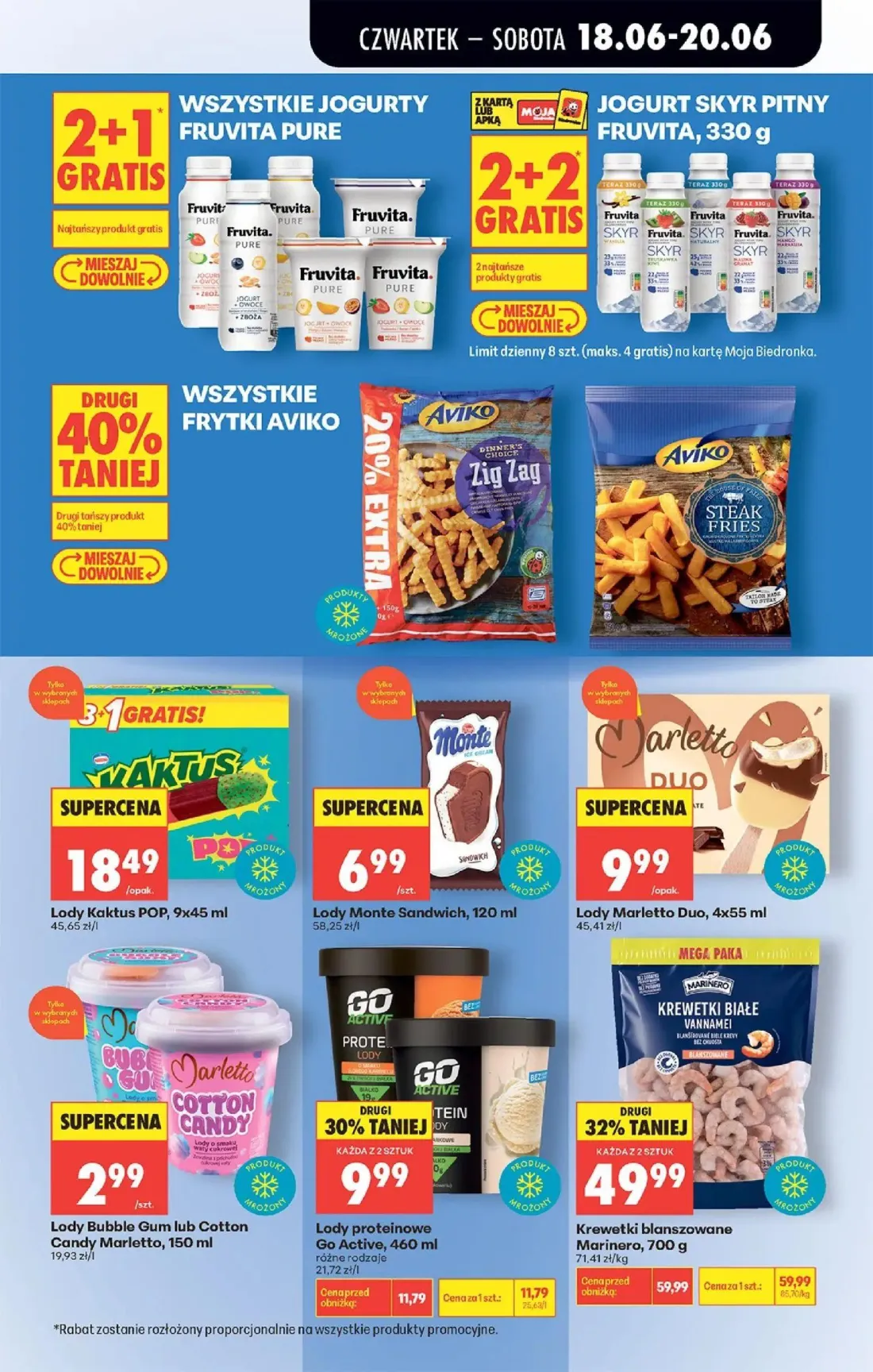 Biedronka gazetka, strona 45 z 87 — Lody proteinowe Go Active, Lody Kaktus POP, Lody Monte Sandwich