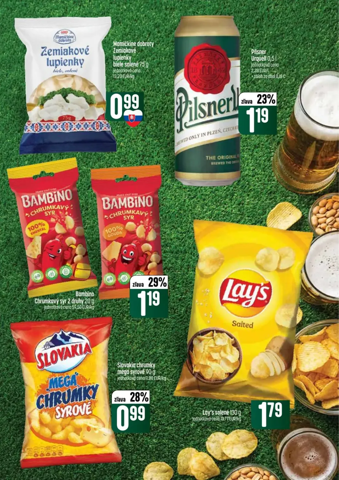 Coop Tempo leták, strana 53 z 64 — Mamičkine dobroty Zemiakové lupienky biele solené, Slovakia chrumky mega syrové, Lay's so…