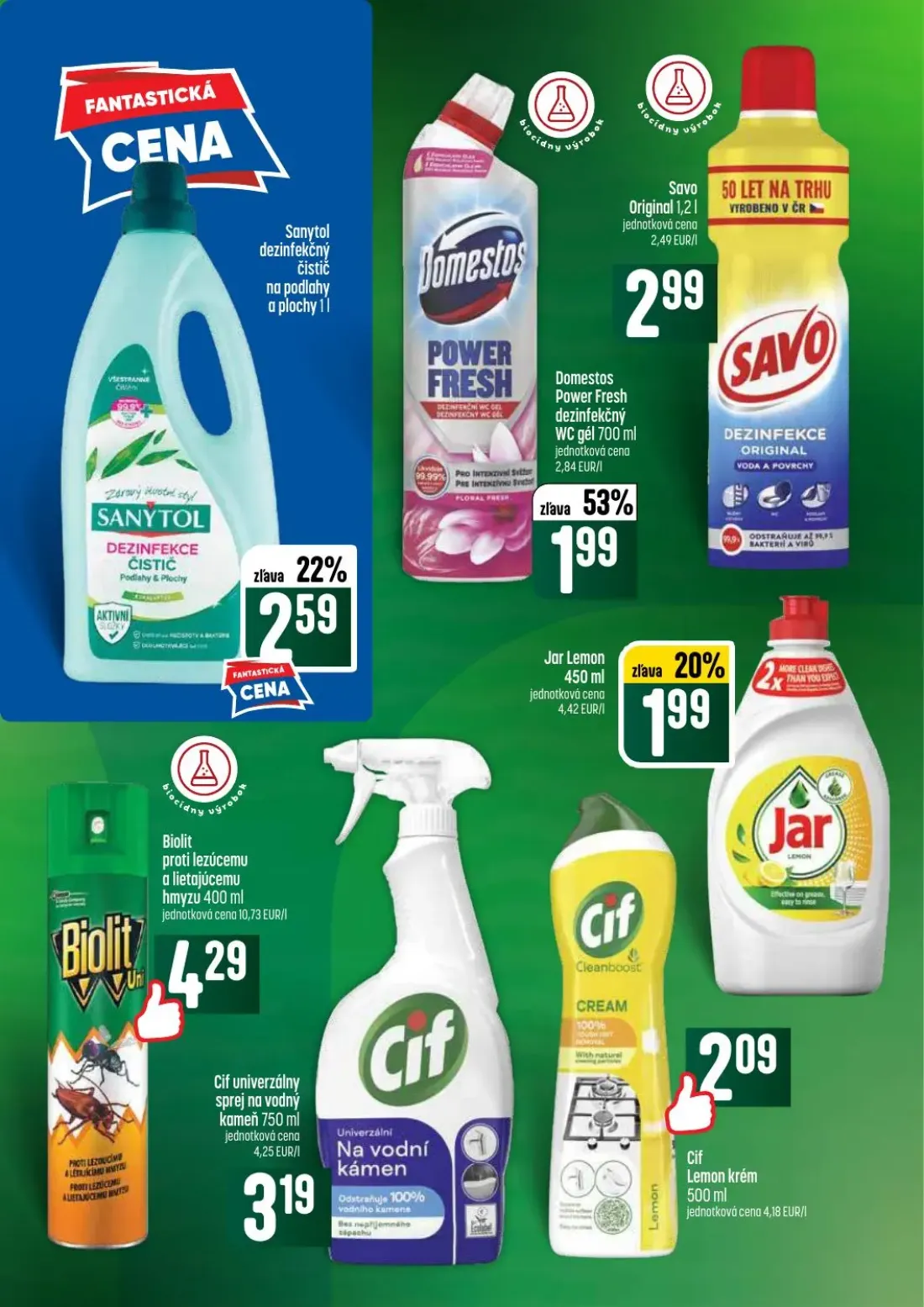 Coop Tempo leták, strana 59 z 64 — Sanytol dezinfekčný čistič na podlahy a plochy, Domestos Power Fresh dezinfekčný WC gél, …