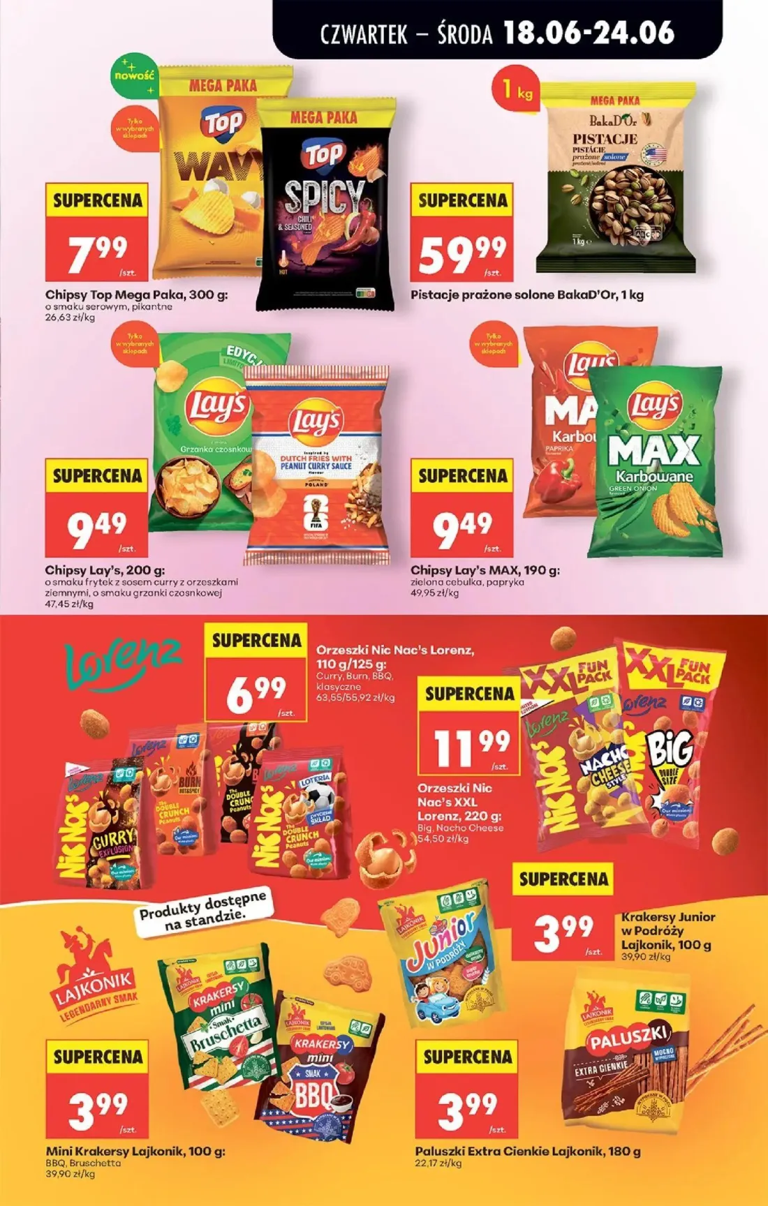 Biedronka gazetka, strona 61 z 87 — Chipsy Top Mega Paka, Pistacje prażone solone BakaD'Or, Chipsy Lay's