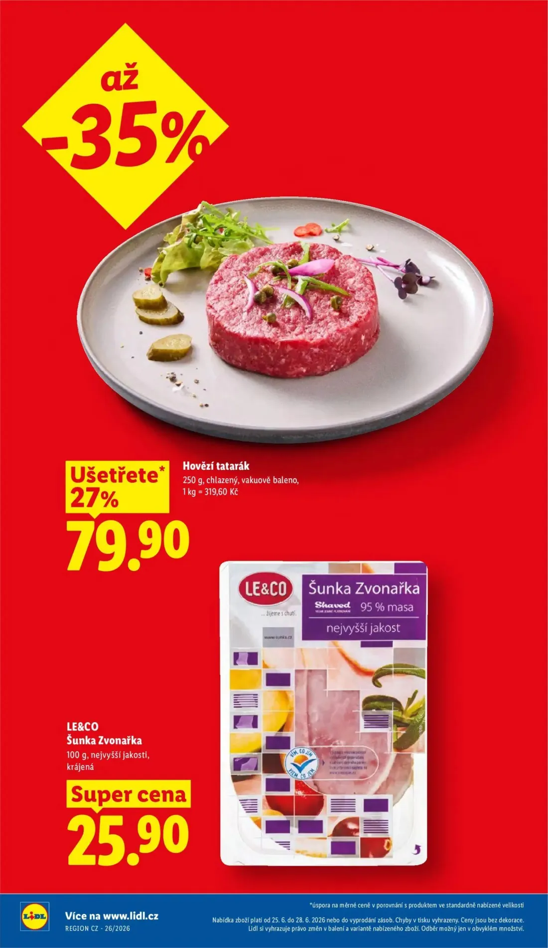 Lidl leták, strana 5 z 61 — Hovězí tatarák, LE&CO Šunka Zvonařka