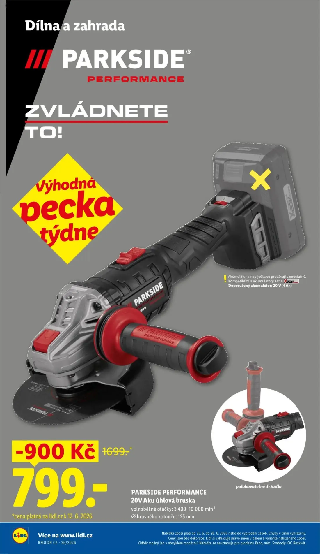 Lidl leták, strana 7 z 61 — PARKSIDE PERFORMANCE 20V Aku úhlová bruska