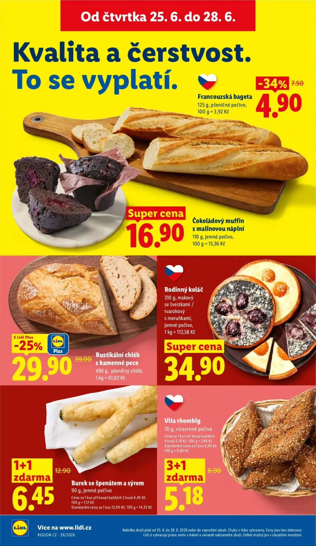 Lidl leták, strana 12 z 61 — Čokoládový muffin s malinovou náplní, Rodinný koláč