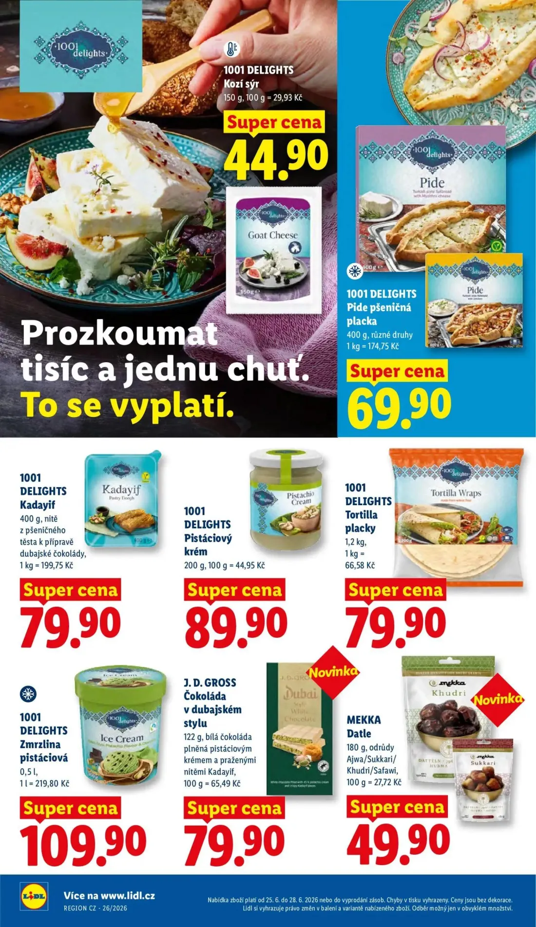 Lidl leták, strana 30 z 61 — Kozí sýr, Pide pšeničná placka, Kadayif