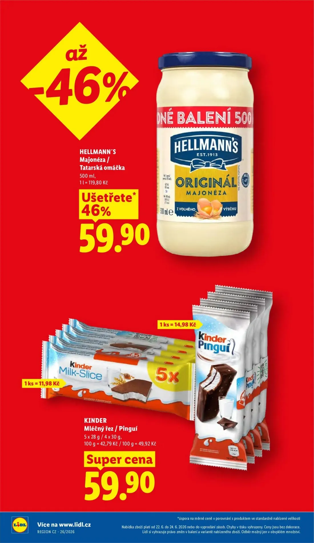 Lidl leták, strana 5 z 53 — KINDER Mléčný řez / Pinguí