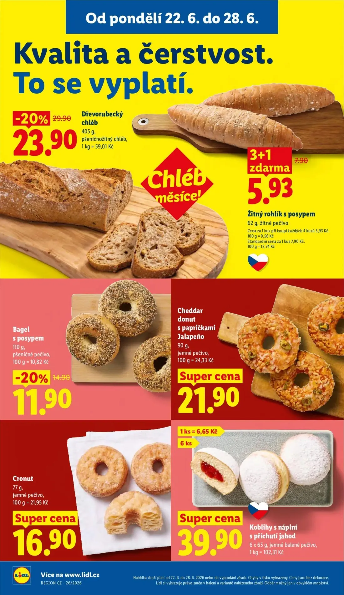 Lidl leták, strana 10 z 53 — Dřevorubecký chléb, Bagel s posypem, Žitný rohlík s posypem