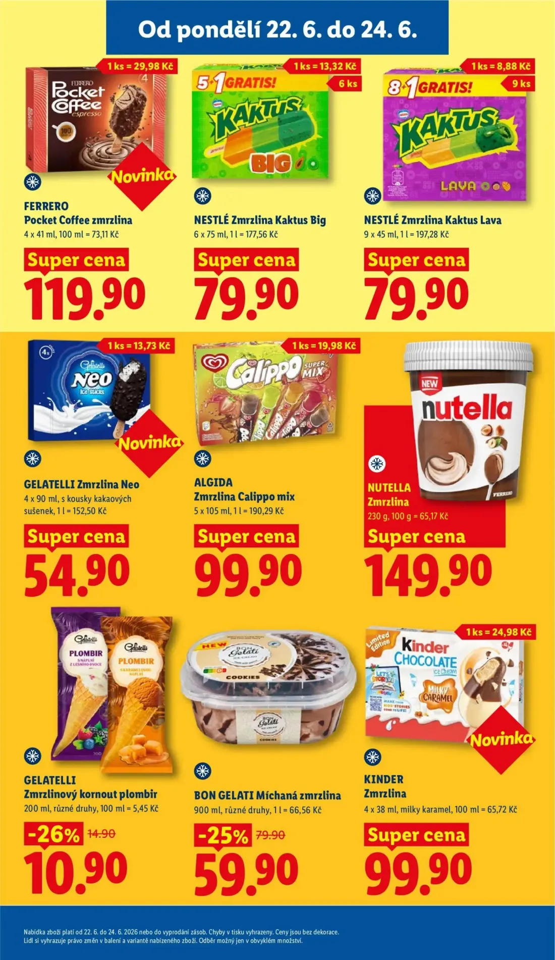 Lidl leták, strana 17 z 53 — BON GELATI Míchaná zmrzlina, GELATELLI Zmrzlinový kornout plombir, FERRERO Pocket Coffee zmrzli…
