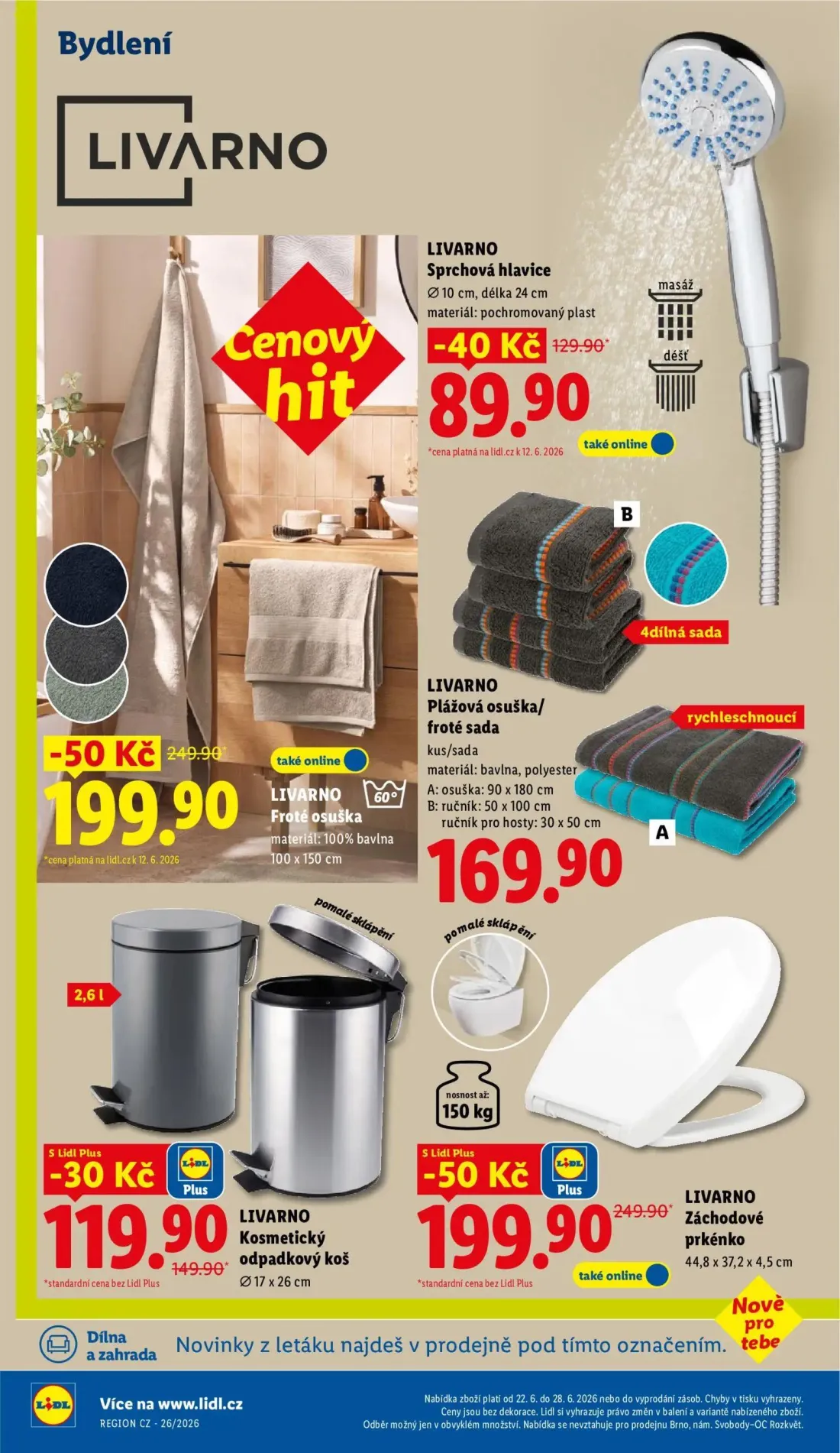 Lidl leták, strana 36 z 53 — LIVARNO Froté osuška, LIVARNO Záchodové prkénko, LIVARNO Sprchová hlavice
