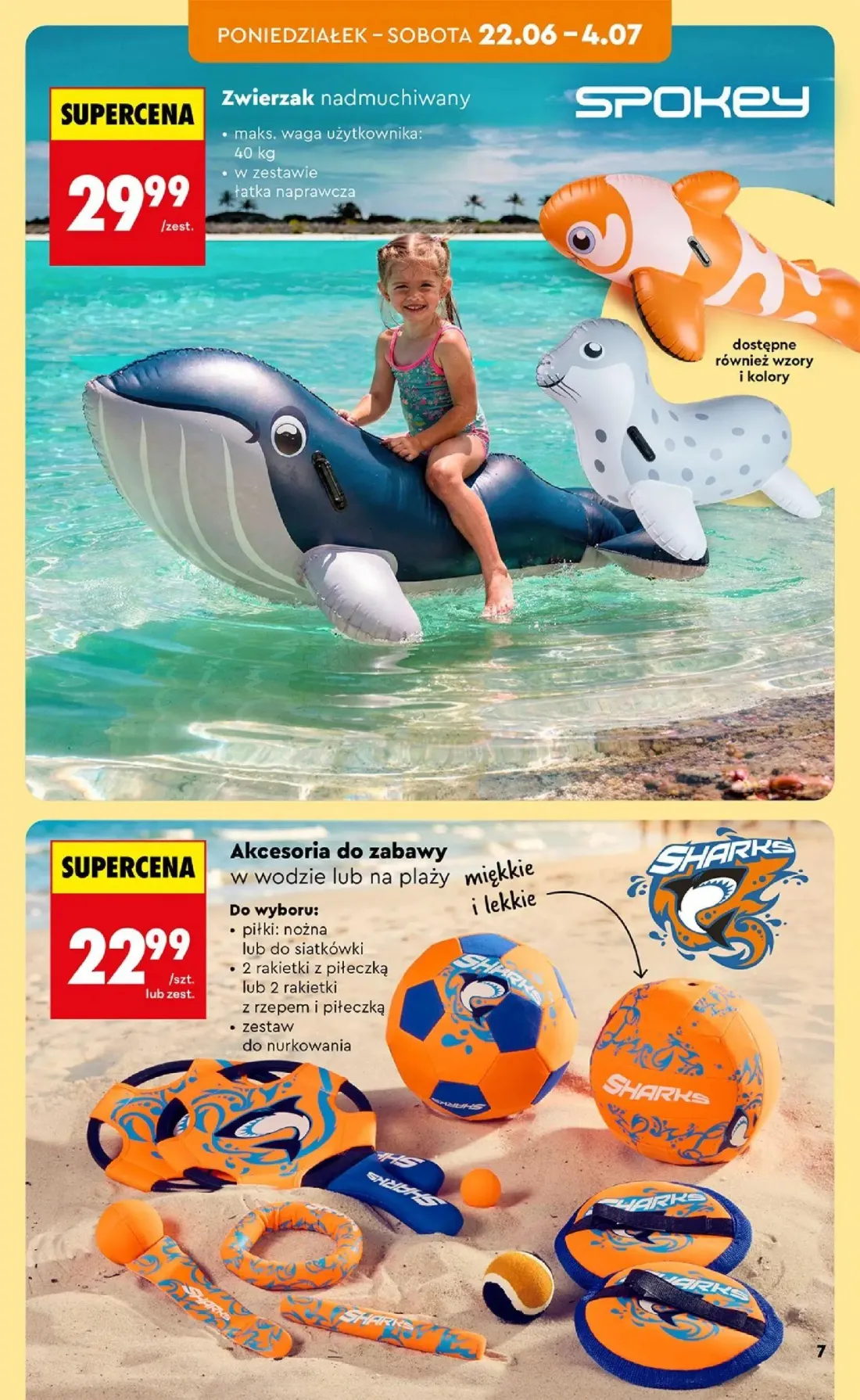 Biedronka gazetka, strona 9 z 46 — Zwierzak nadmuchiwany, Akcesoria do zabawy w wodzie lub na plaży