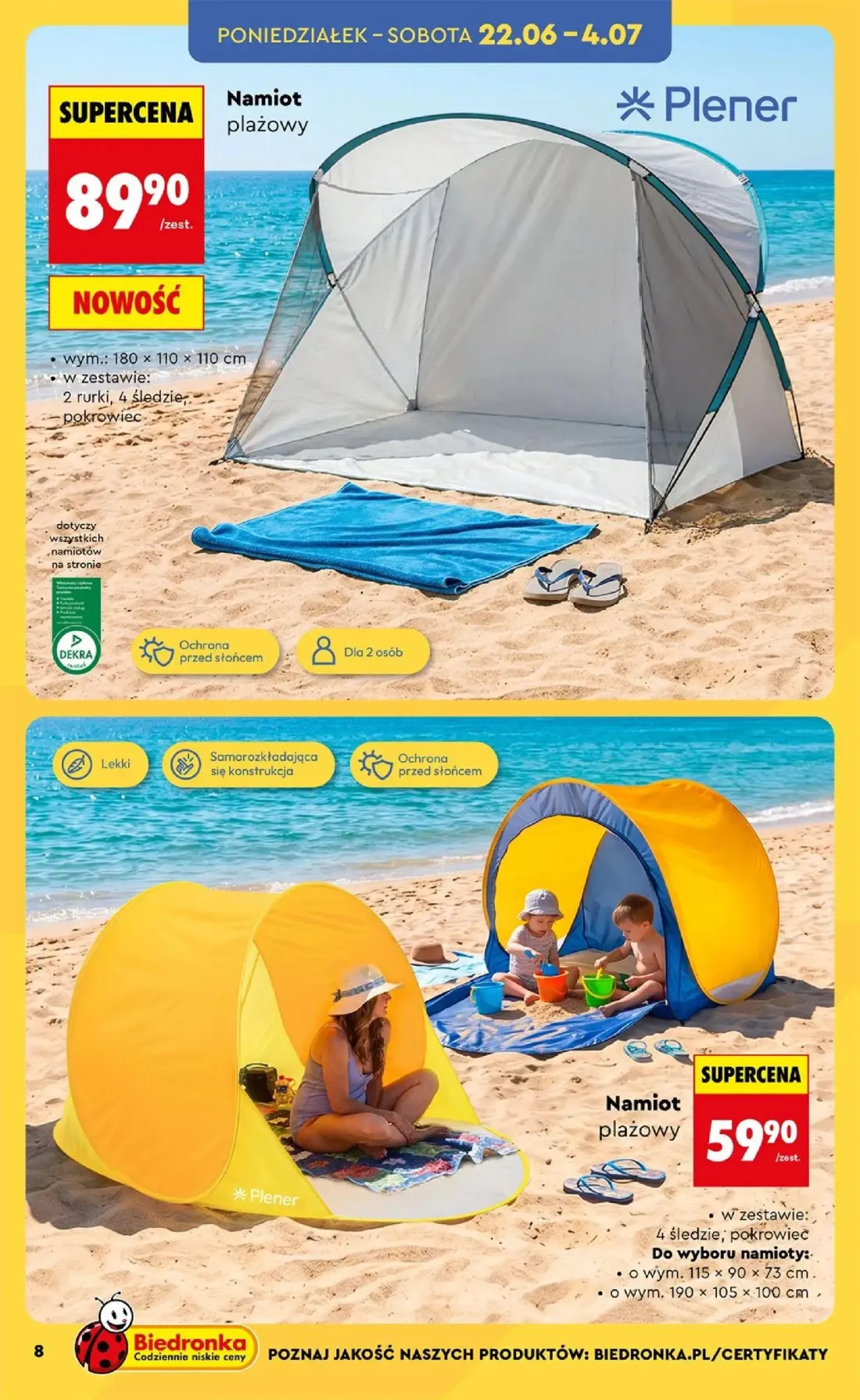 Biedronka gazetka, strona 10 z 46 — Namiot plażowy, Namiot plażowy