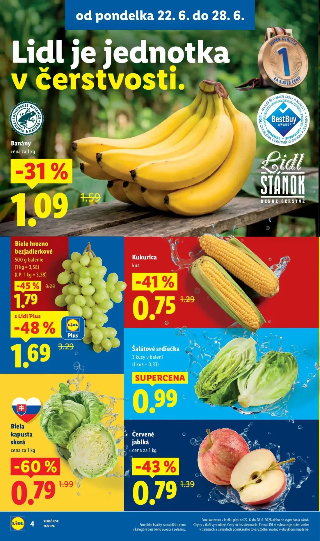 Lidl leták, strana 6 z 99 — Biele hrozno bezjadierkové, Červené jablká, Kukurica