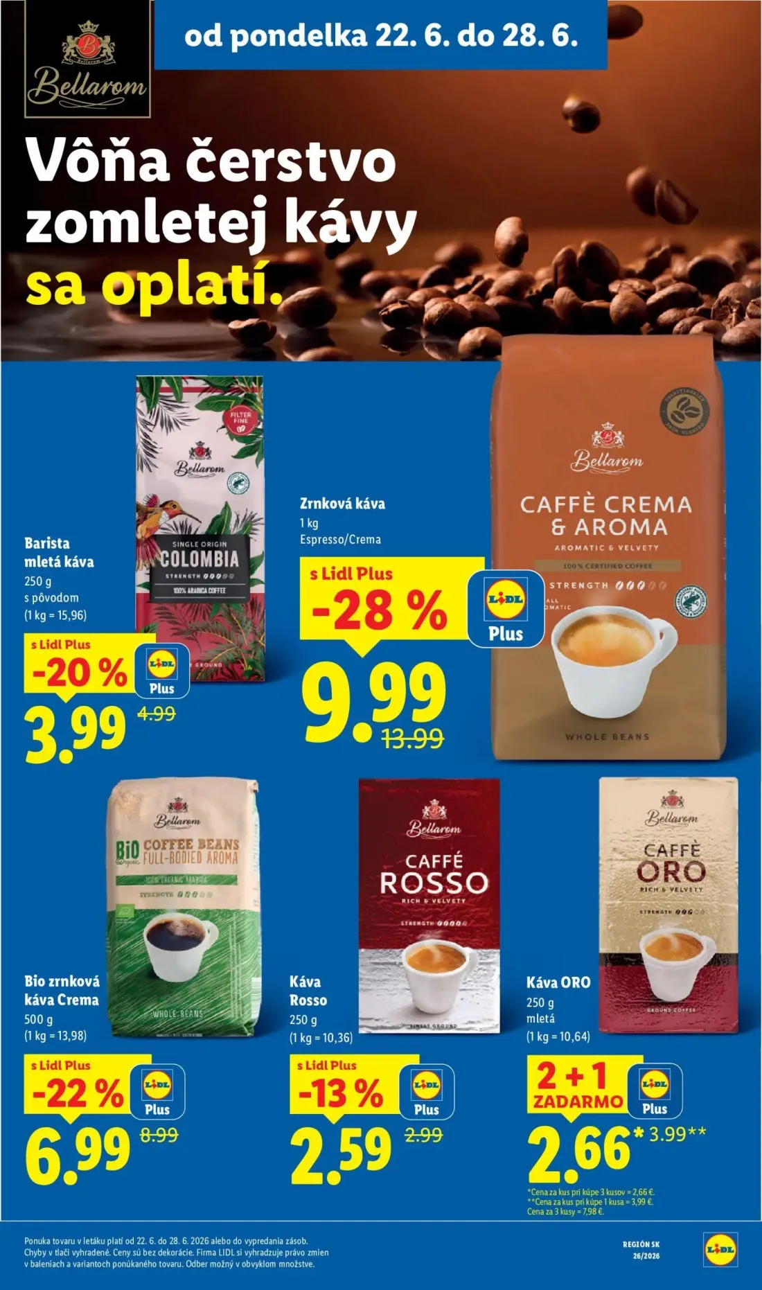 Lidl leták, strana 19 z 99 — Zrnková káva Caffé Crema & Aroma, Bio zrnková káva Crema, Káva ORO mletá