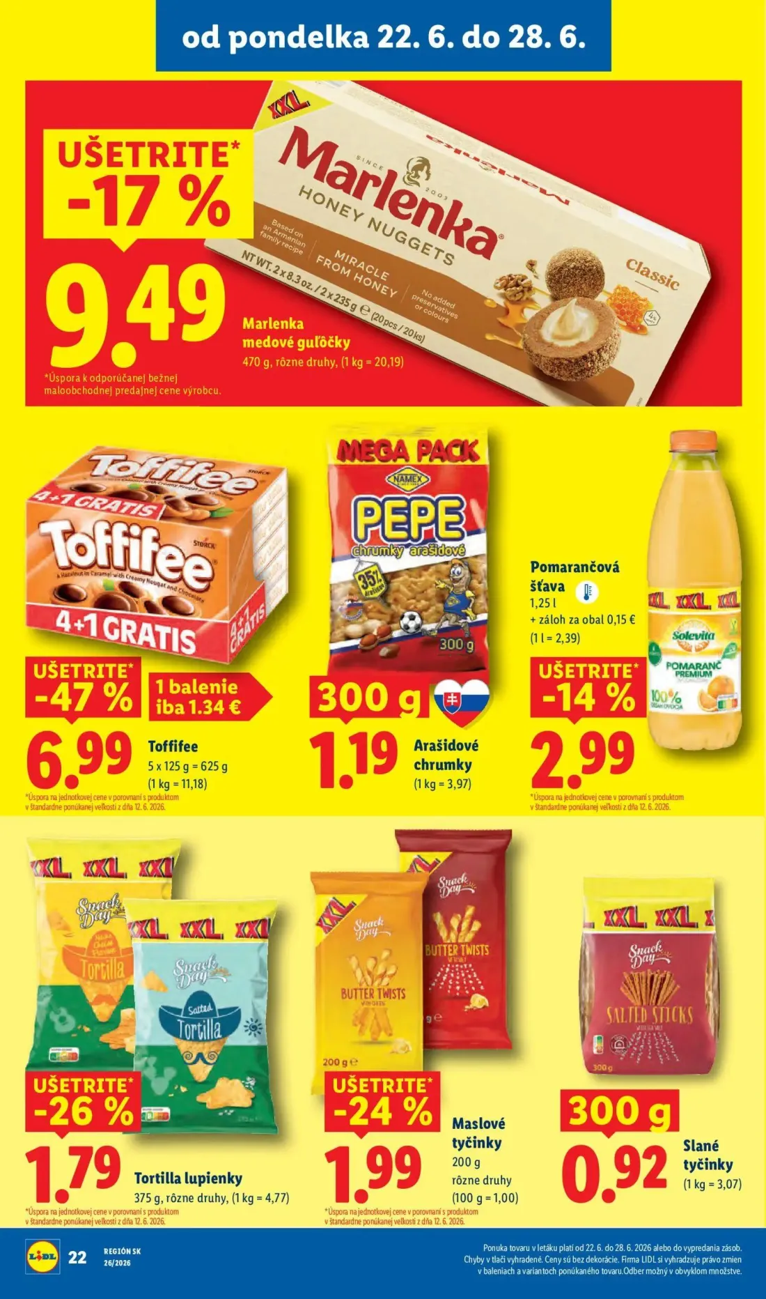 Lidl leták, strana 33 z 99 — Arašidové chrumky, Tortilla lupienky