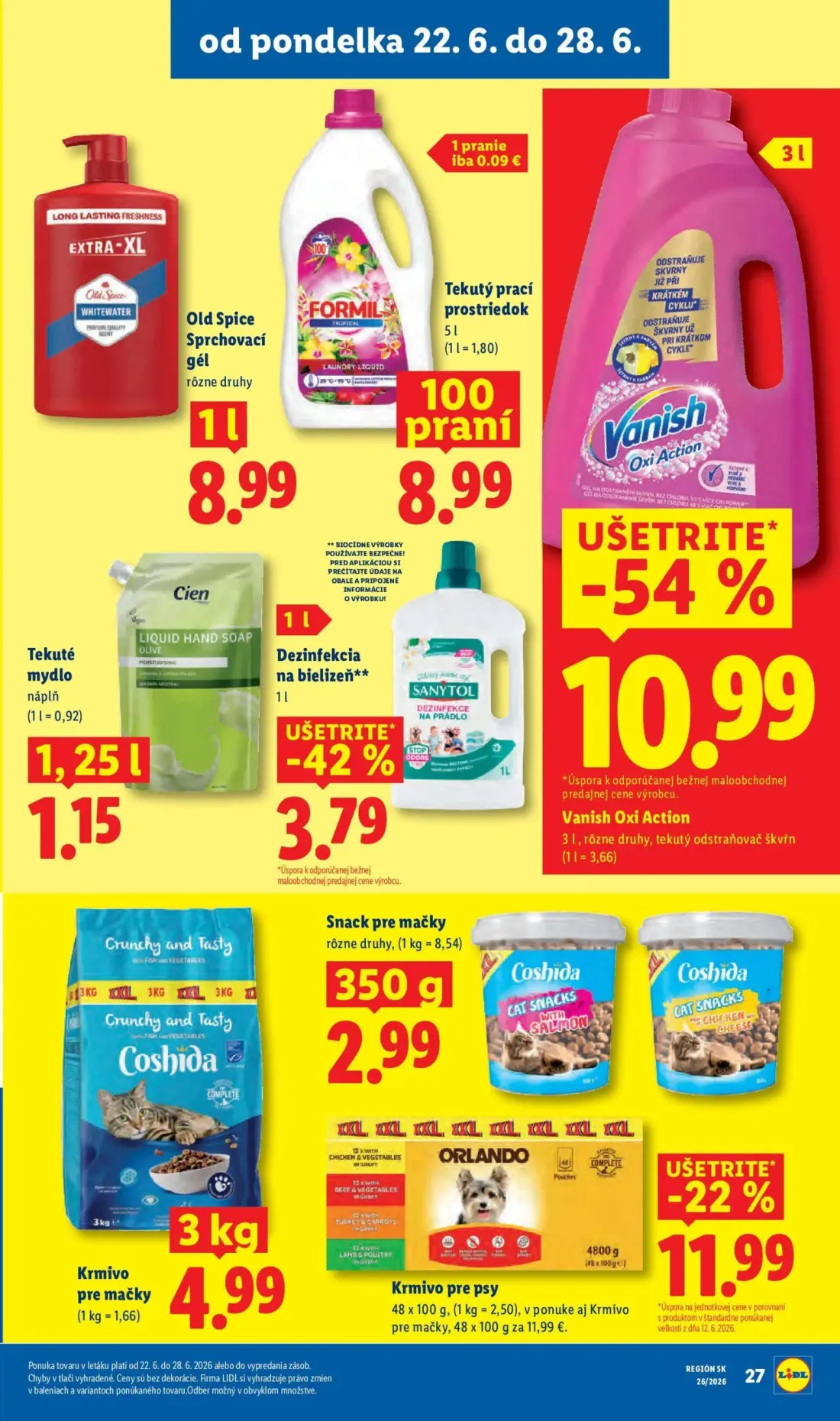 Lidl leták, strana 39 z 99 — Vanish Oxi Action, Old Spice Sprchovací gél, Tekutý prací prostriedok FORMIL